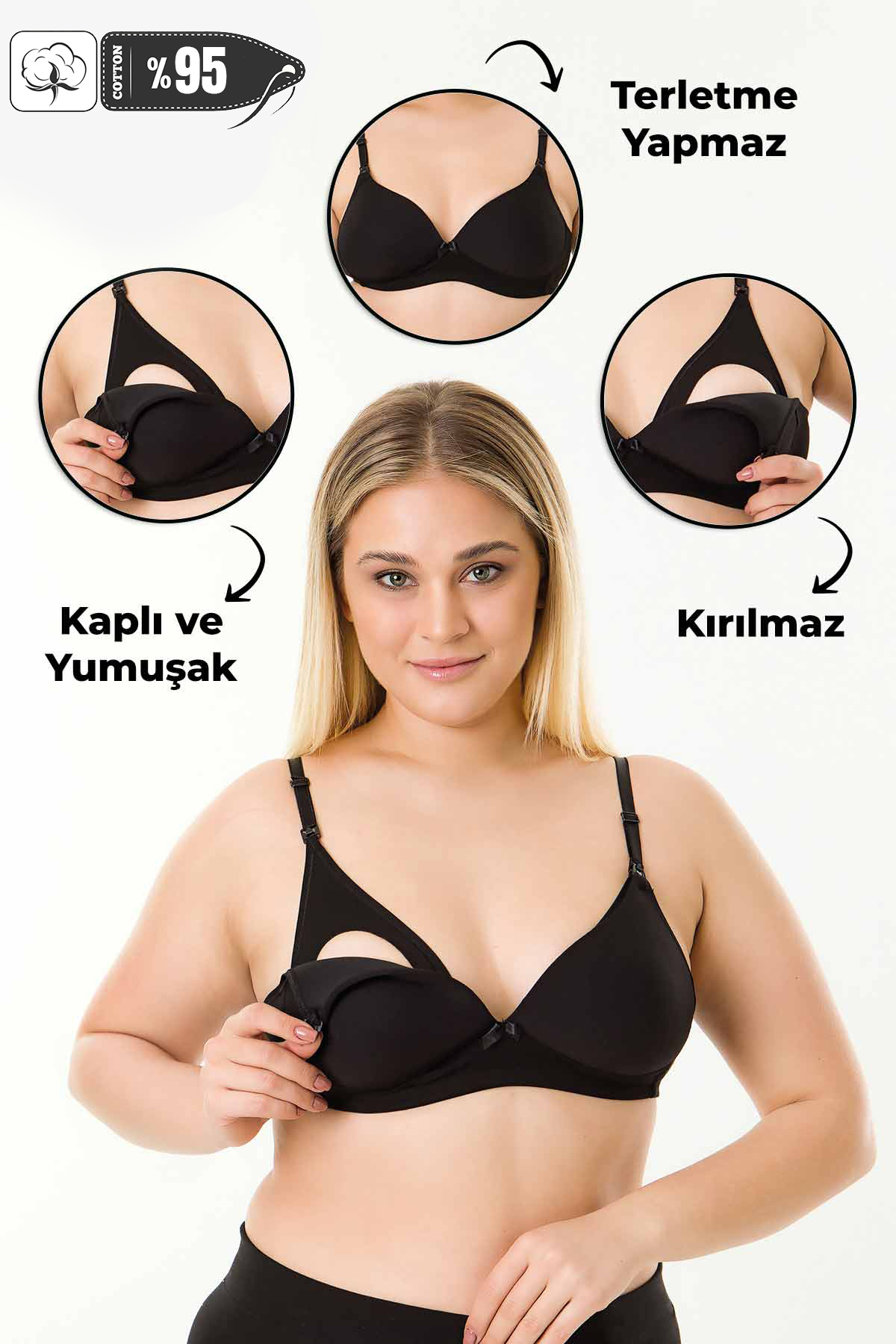 MS HAMİLE İÇ GİYİM KAPLI EMZİRME SÜTYENİ HG0040 SİYAH