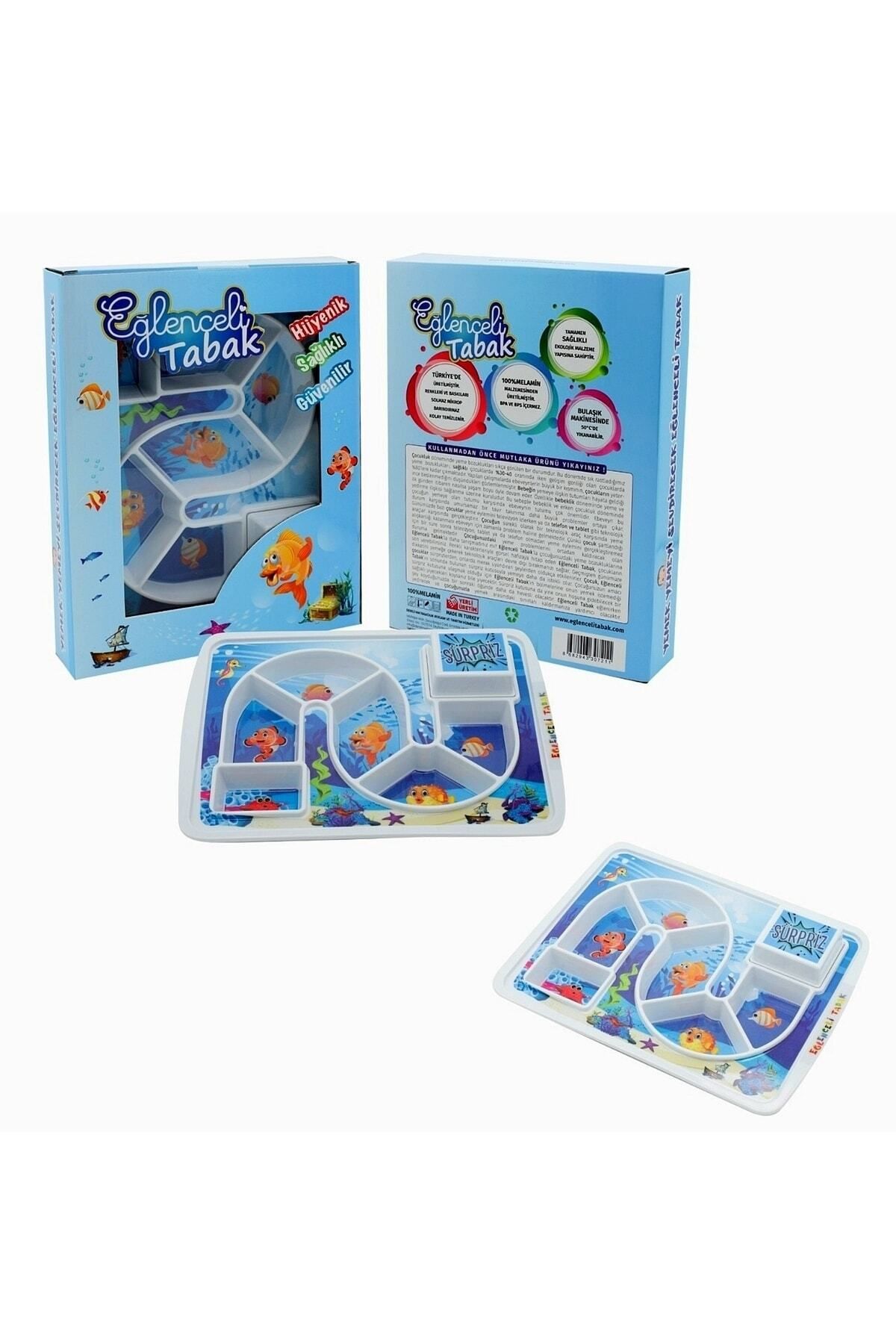 DERELİ MATBAA-Children's Nutrition Food Breakfast Plate Aquarium Themed Fun Plate with Surprise 23X30.5X3Cm 2