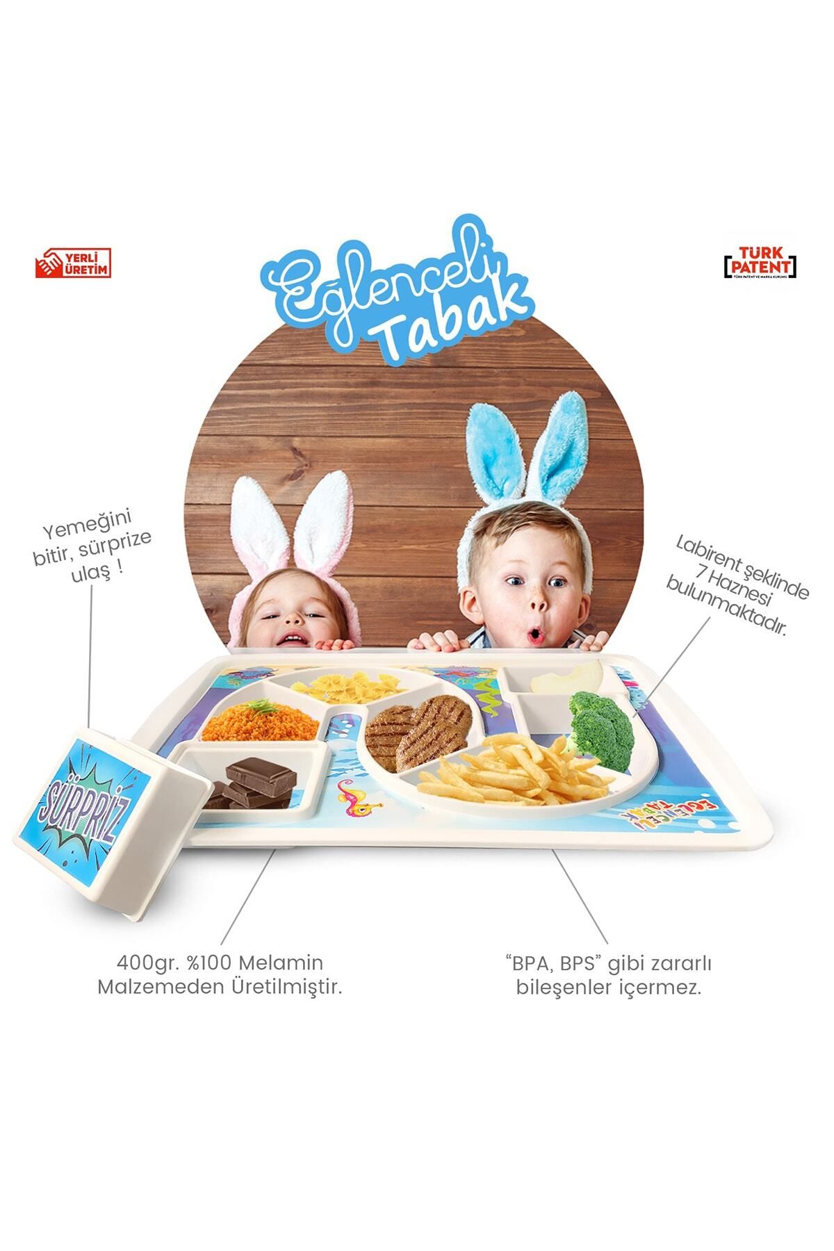 DERELİ MATBAA-Children's Nutrition Food Breakfast Plate Aquarium Themed Fun Plate with Surprise 23X30.5X3Cm 1