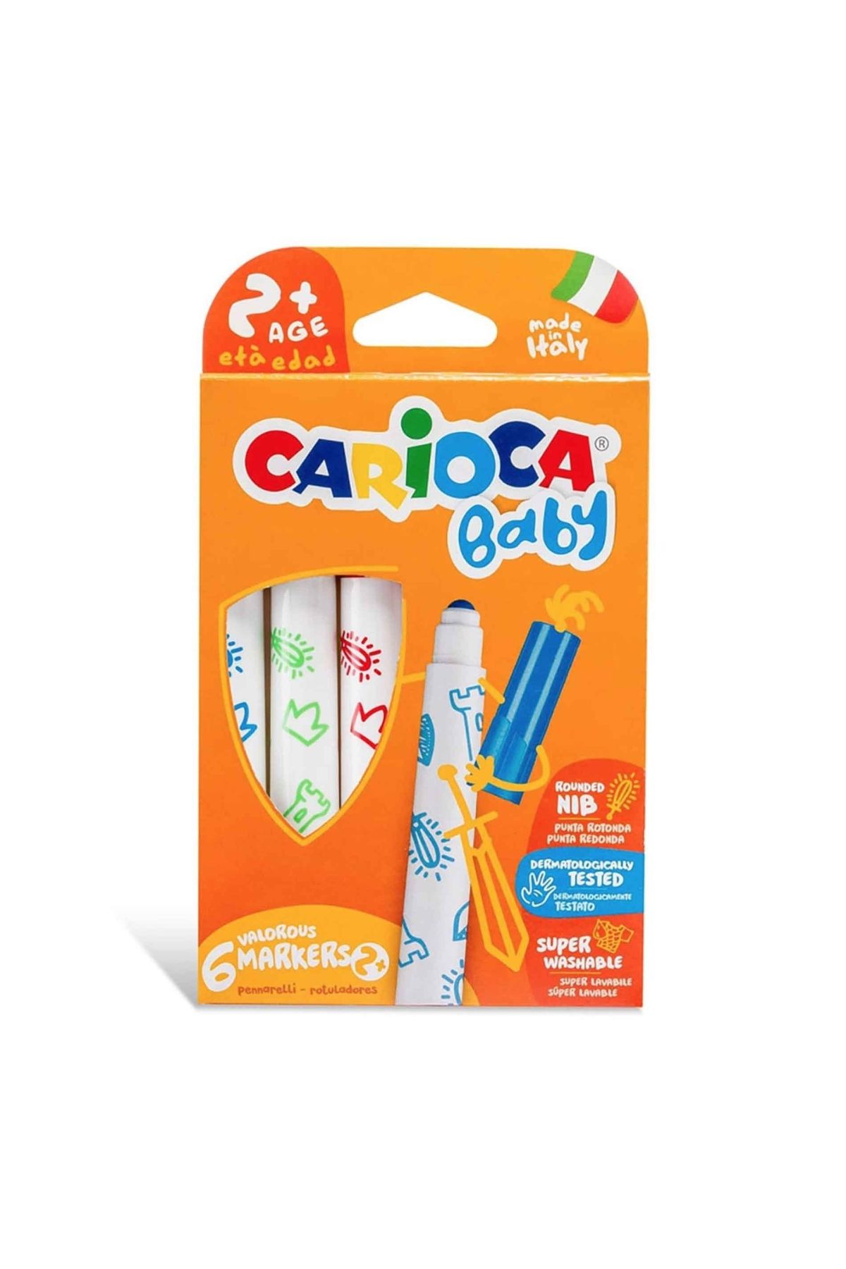 ماژیک نوک نمدی چند رنگ فوق العاده قابل شستشو Jumbo Pan Pine Pen 6 با Carioca