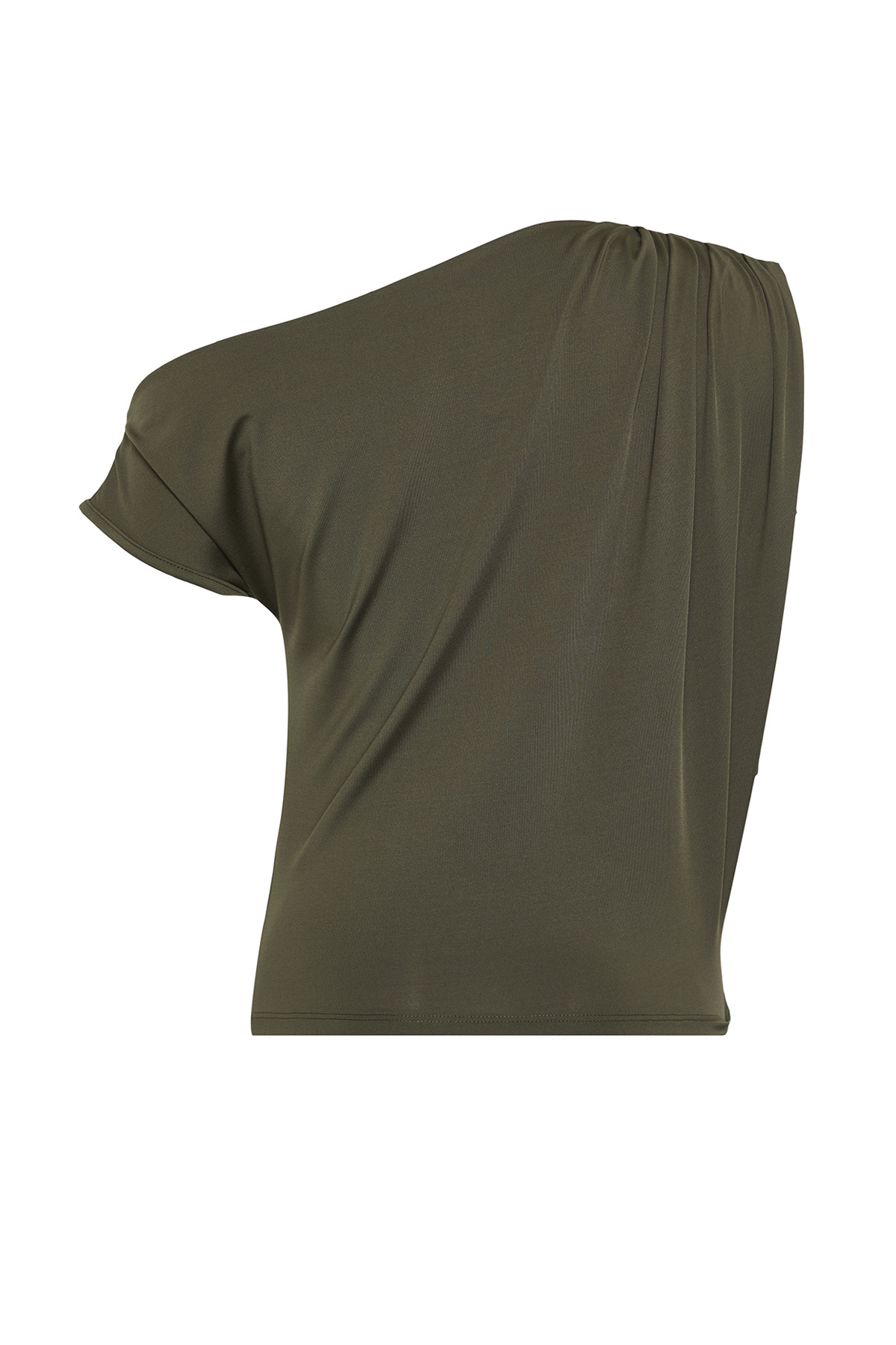 Trendyolmilla  Haki Regular/Normal Kalıp Asimetrik Yaka Sıfır Kol Esnek Örme Bluz TWOSS24BZ00396 - Görsel 8