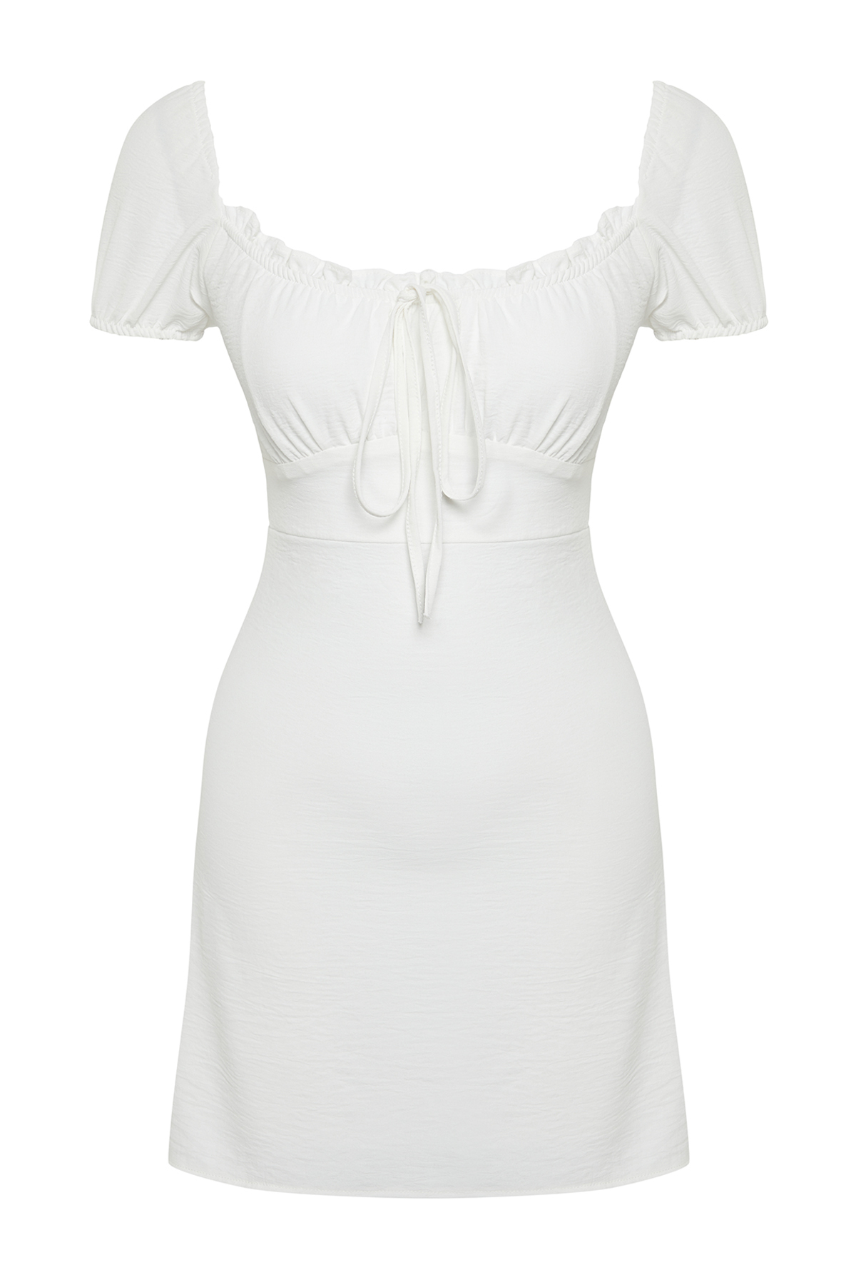 Trendyolmilla  Beyaz Düz Bodycone Krep Astarlı Mini Dokuma Elbise TWOSS24EL00874 - Görsel 8