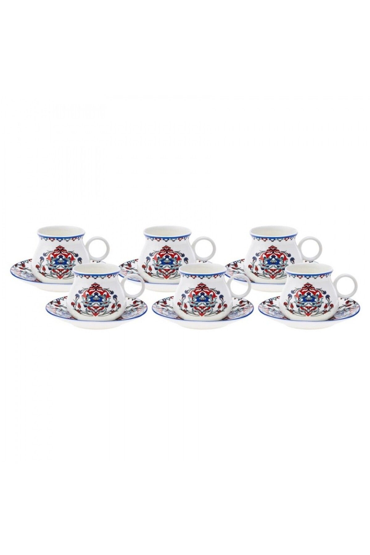 Karaca-Hattat Kaffeetassen-Set für 6 Personen, 90 ml Espressotasse und 6x Untertasse, Mochatassen, Es 1