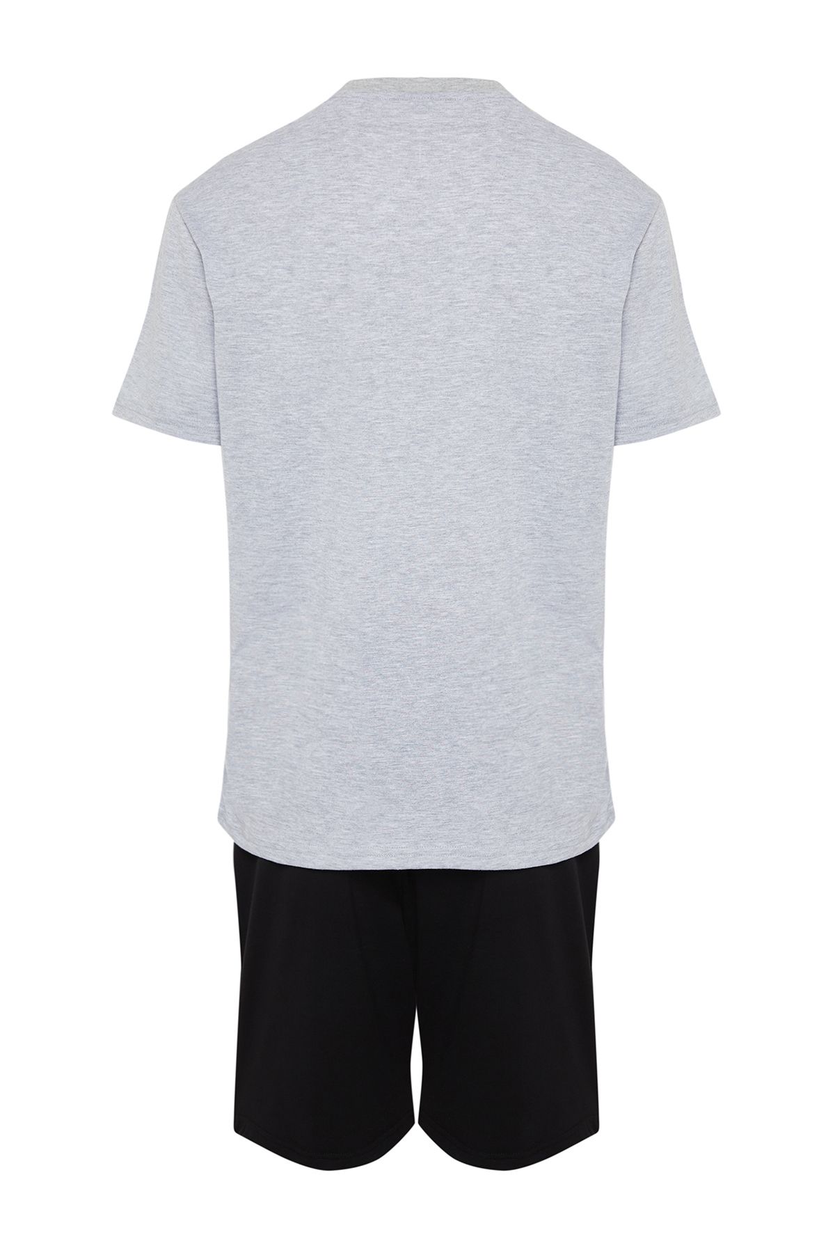 Trendyol Collection-Pantaloni scurți de pijama cu imprimeu de vară gri Regular Fit - 100% bumbac THMSS21PT0216 8
