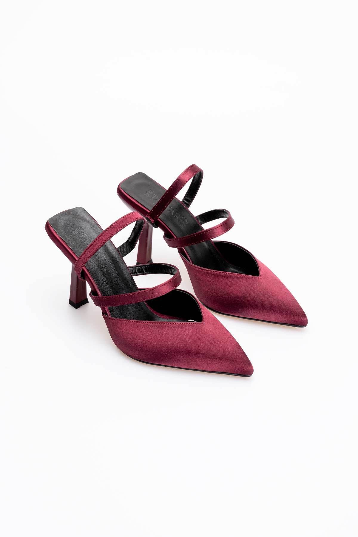 Buem-Strappy Open Heel Daily Comfortable Burgundy Heeled Shoes 2