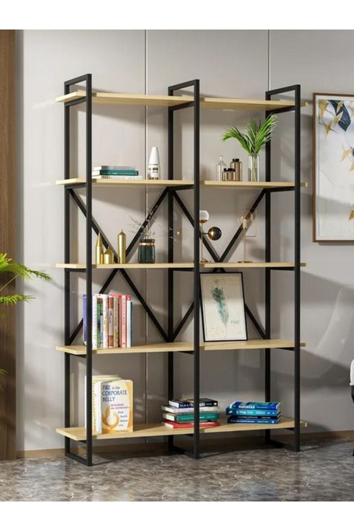 Luxury 180x120 5 Raflı Kitaplık Aksesuar Rafı