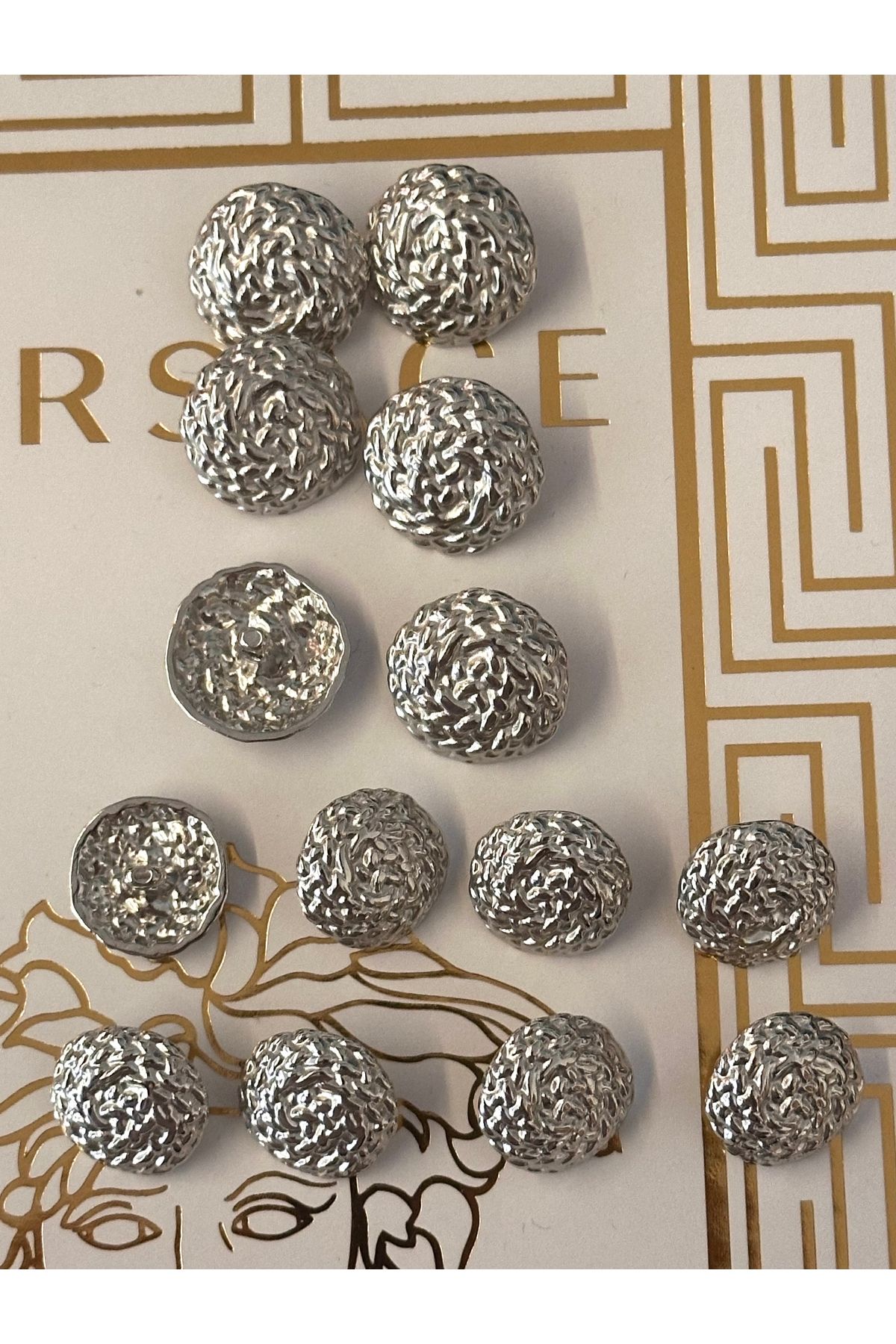 ODDA TASARIM ATÖLYESİ-Silver colored blazer jacket button set with mesh crossing detail 5