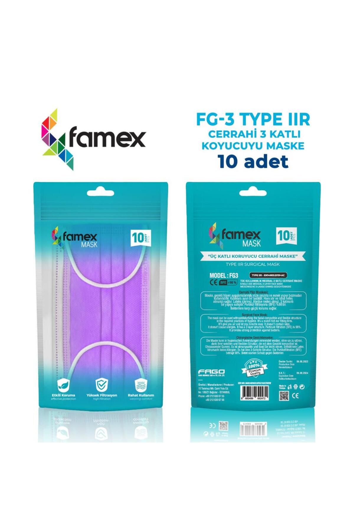 Genel Markalar Famex Cerrahi Maske / FG-3 TYPE IIR CERRAHİ 3 KATLI KORUYUCU MASKE