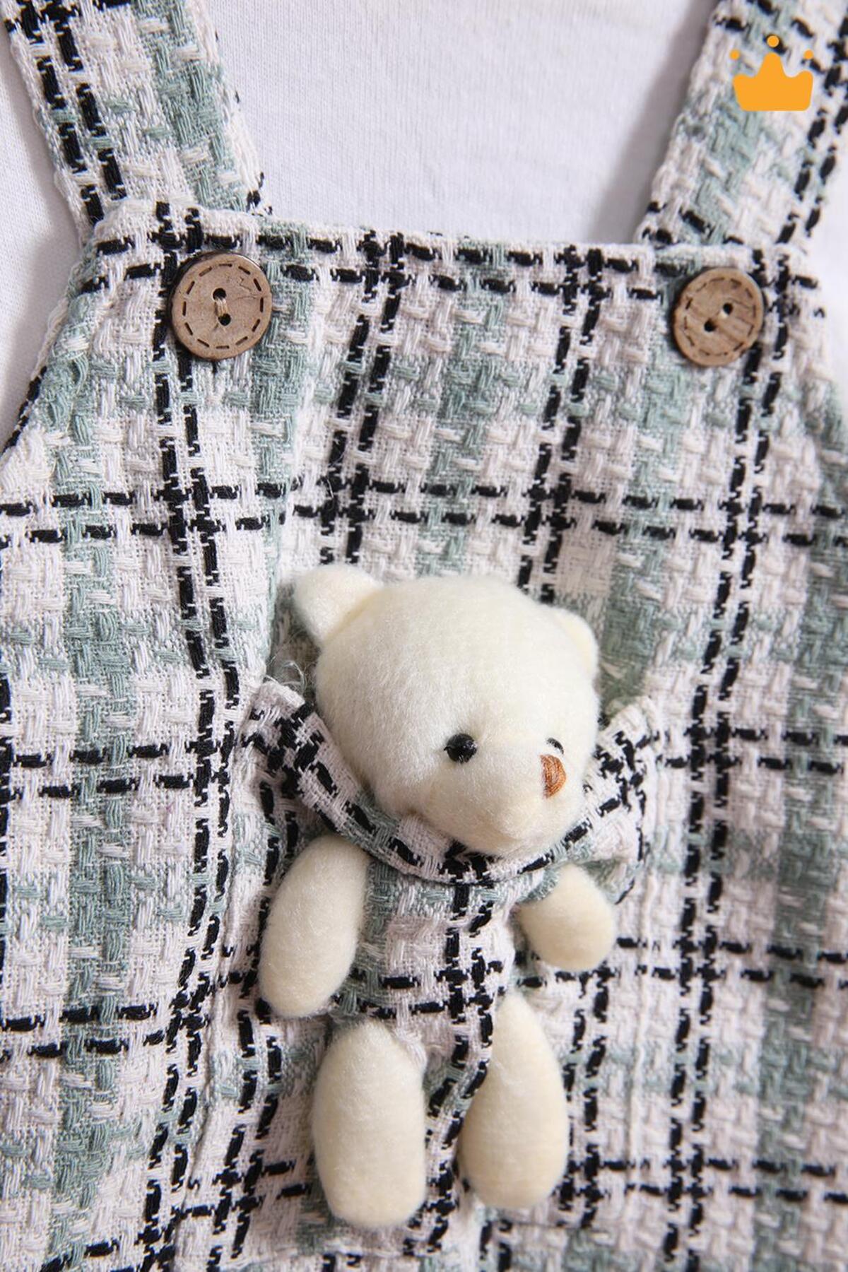 Babyhola Şık Bayramlık Ayılı Oyun Arkadaşı Tüvit Kız Bebek Çocuk Badi Jile 2'li Oyuncaklı Elbise Tak fotoğrafı 6 (önizleme)