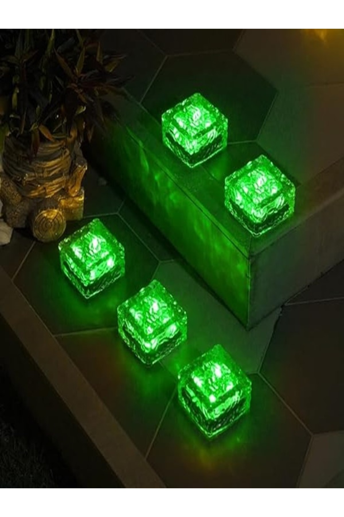 Solar Powered Solar led Frosted Glass Brick Look Green Color Landscape Garden Path Patio Lighting
