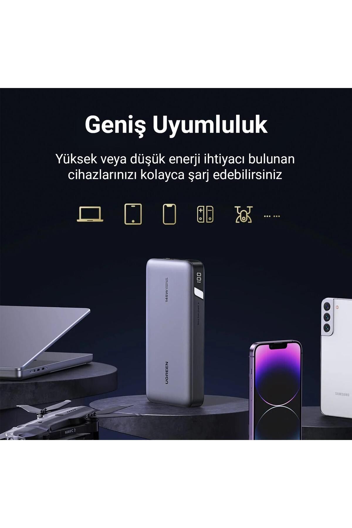 Ugreen-25000Mah 145W Pd Qc 3.0 Portable Fast Powerbank with Led Indicator USB Type-C 4