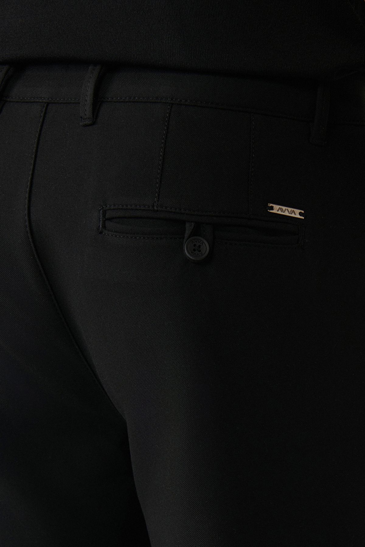 Avva جیب جانبی شلوار مشکی مردانه با دکمه نرم و باریک مناسب A32Y3070
