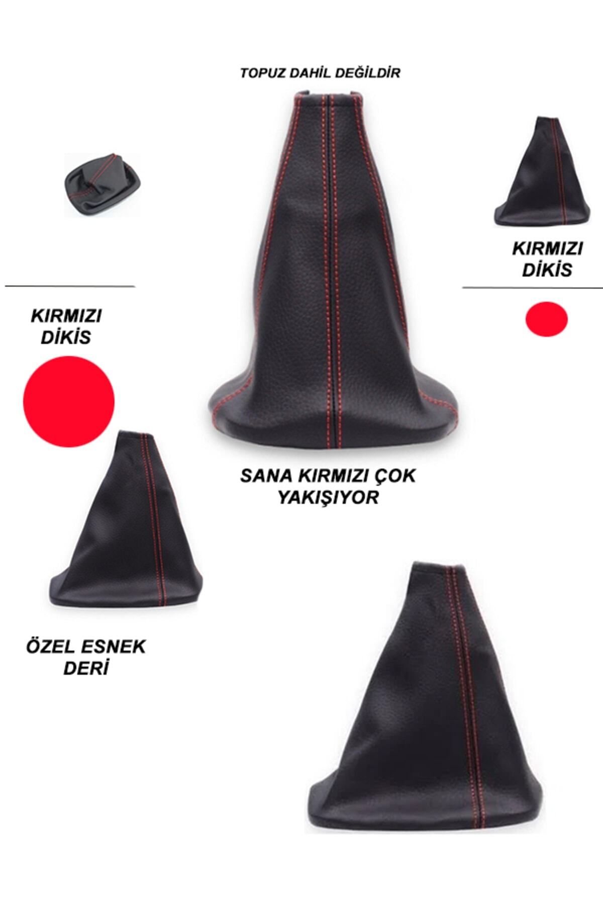 BBALİFE STORE-Modagos068 Seat Ateca Compatible Vehicle, Auto Shift Boot Red Seam 4
