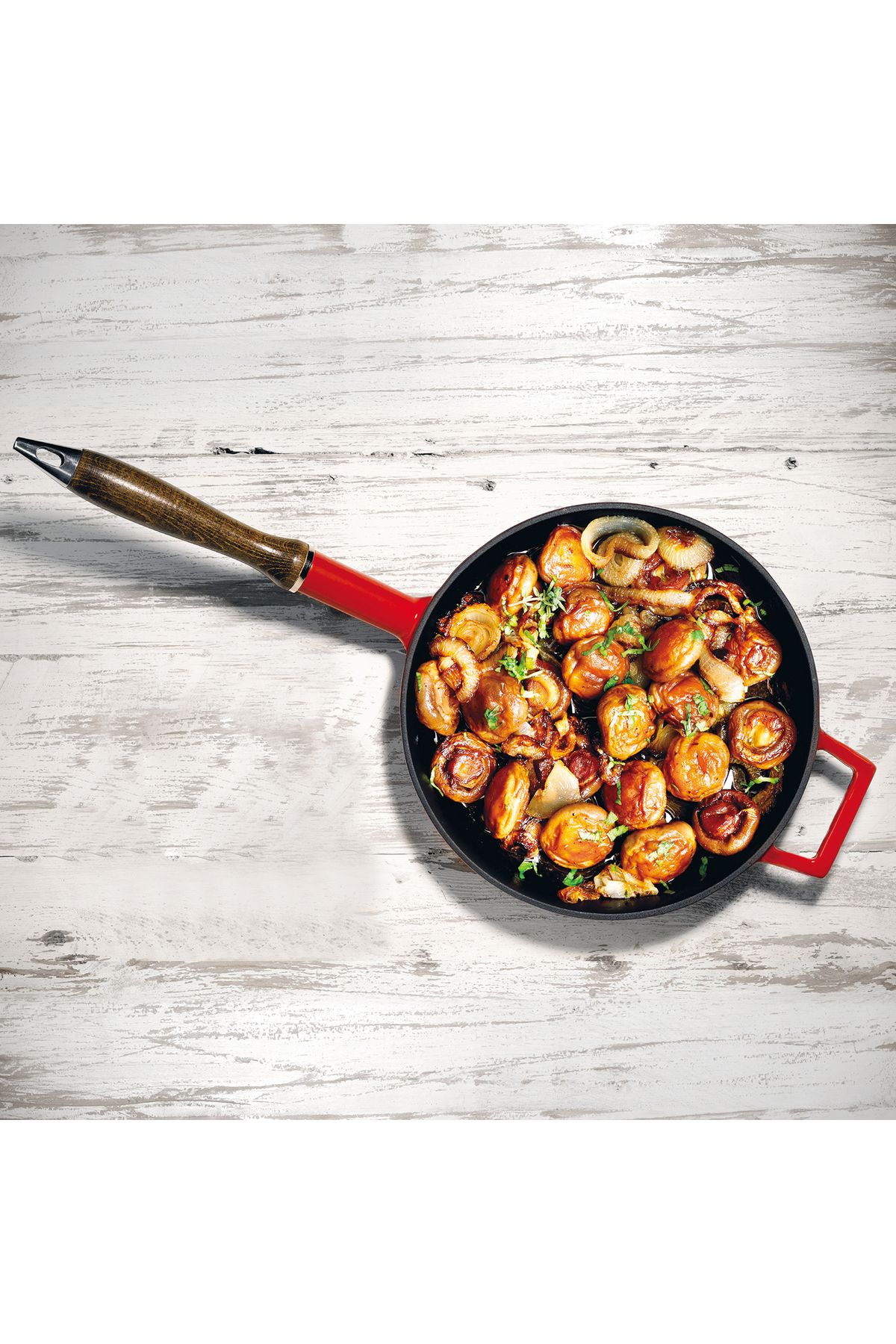 Lava-Cast Round Frying Pan with Cast Iron and Wooden Handle Diameter(Ø)24cm 6