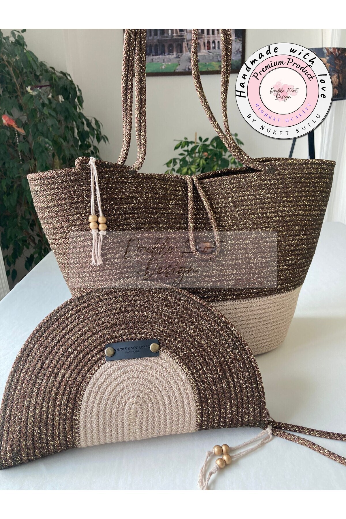 2-Piece Set Beach Bag , Handbag Clutch, Totebag, Women's  Bag, Summer, Gift, Straw Tress rope