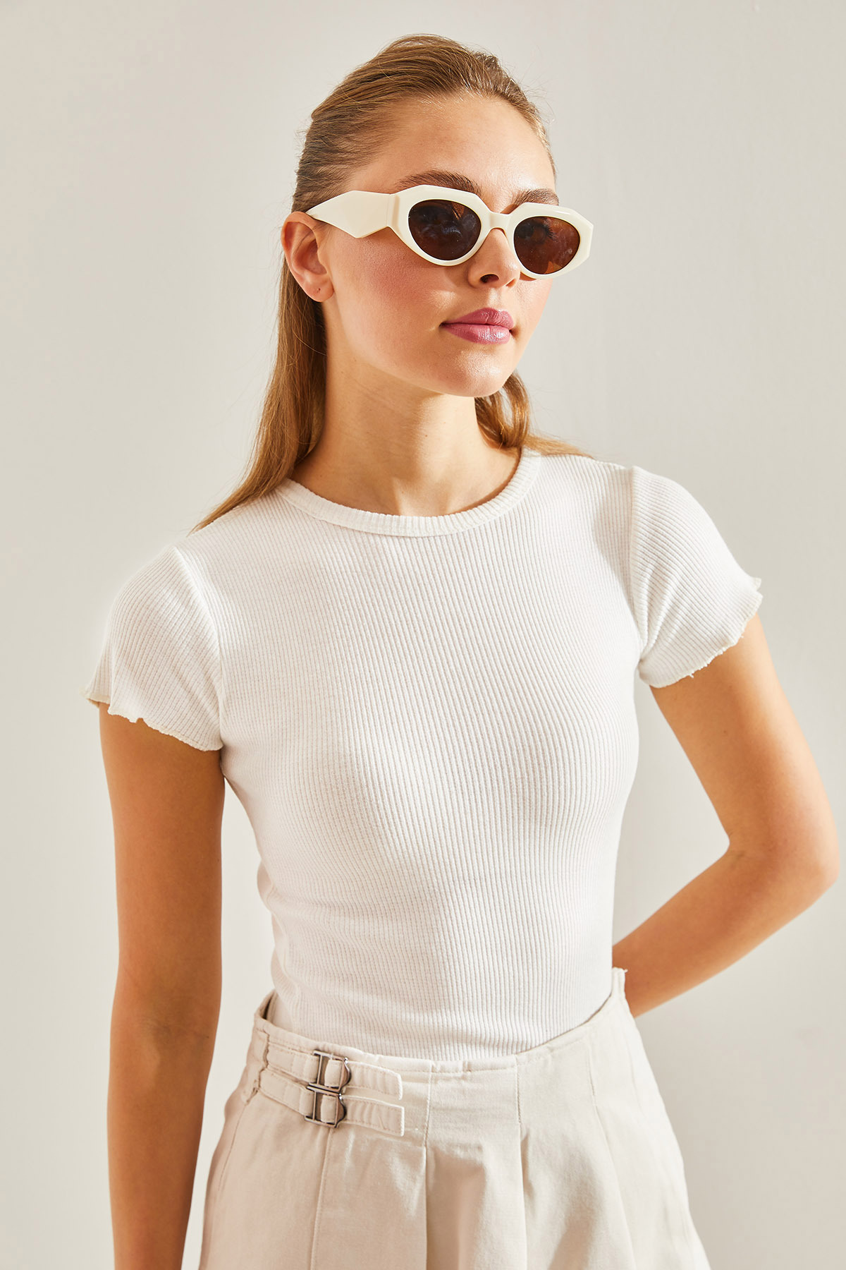 Bianco Lucci  Kadın Çizgili Fitilli Kaşkorse İkili Bluz 60201023 - Görsel 7