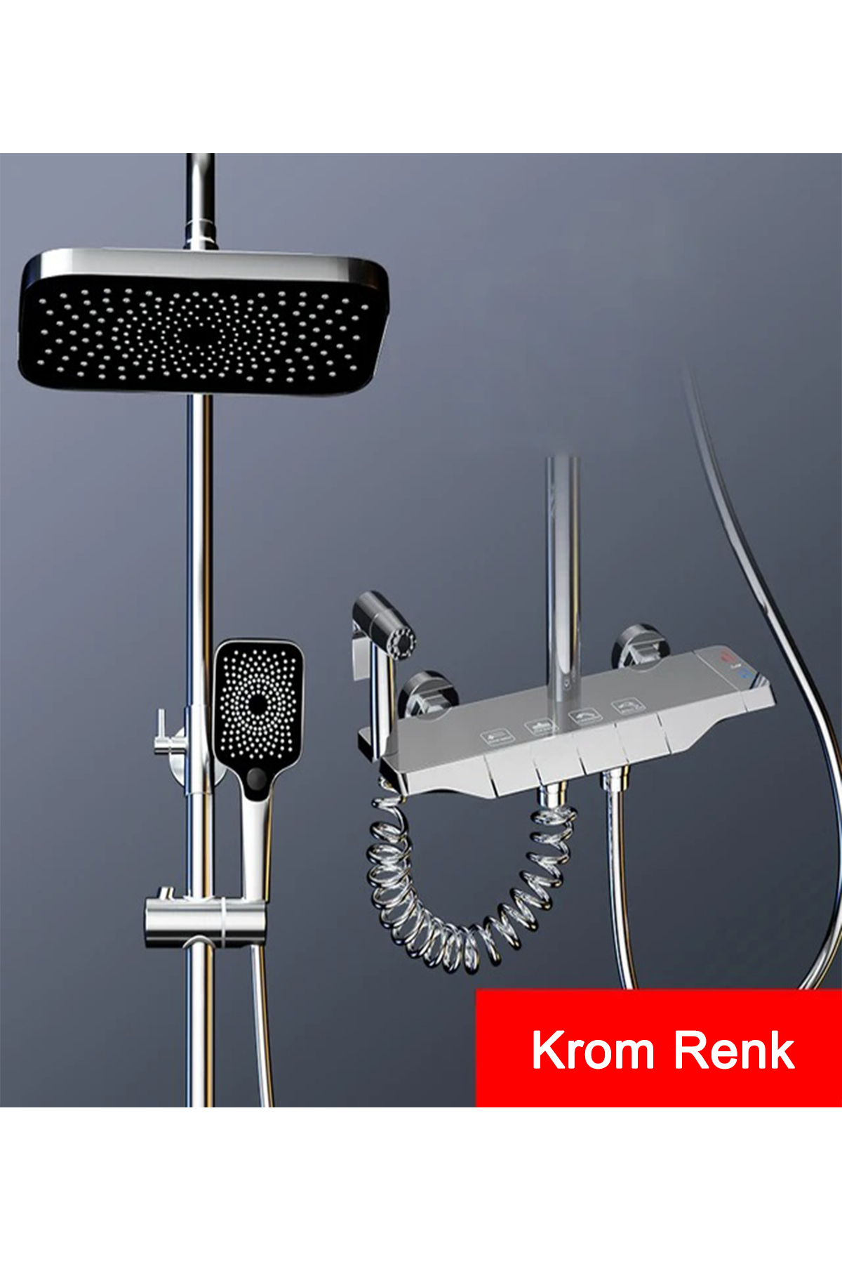 Syronea AquaShower Krom Piyano Banyo Batarya Robot Tepe Yağmurlama Duş Seti Yeni Nesil Duş Takımı Garantili