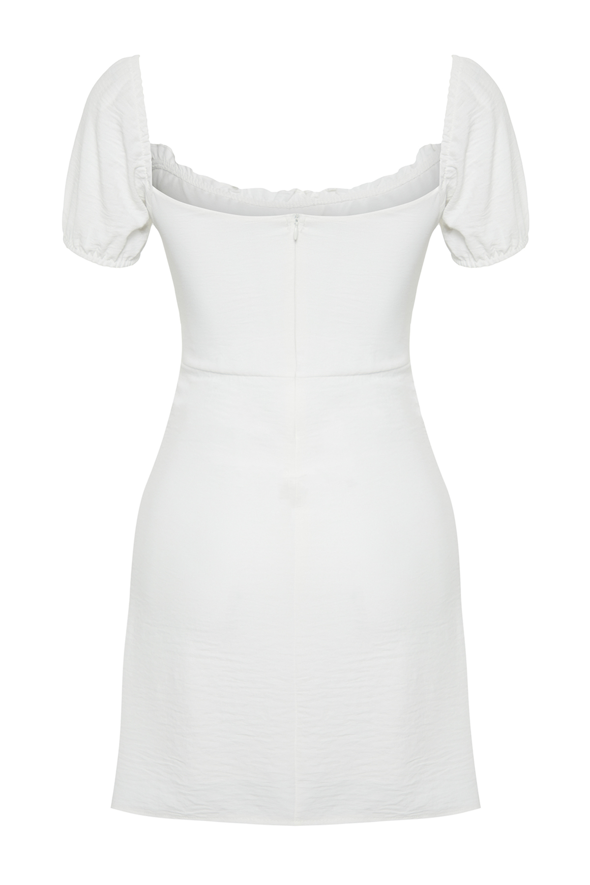 Trendyolmilla  Beyaz Düz Bodycone Krep Astarlı Mini Dokuma Elbise TWOSS24EL00874 - Görsel 9