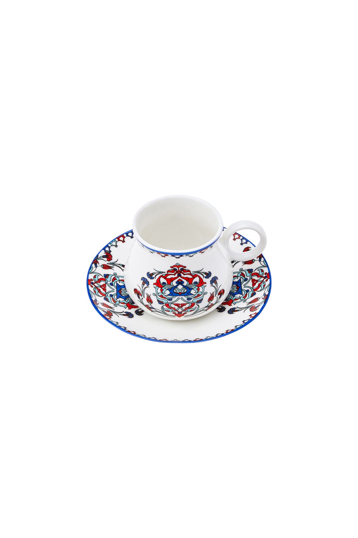 Karaca-Hattat Kaffeetassen-Set für 6 Personen, 90 ml Espressotasse und 6x Untertasse, Mochatassen, Es 3