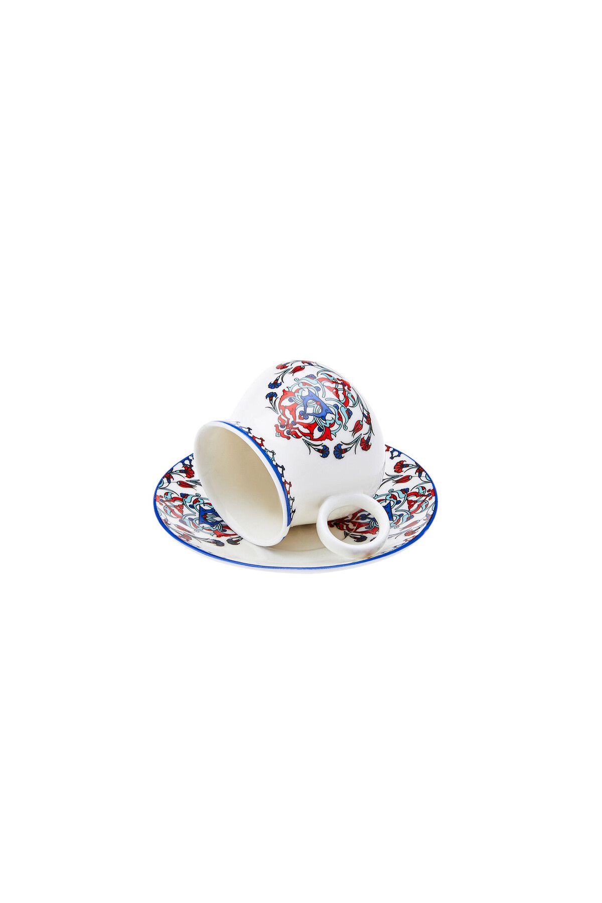 Karaca-Hattat Kaffeetassen-Set für 6 Personen, 90 ml Espressotasse und 6x Untertasse, Mochatassen, Es 5