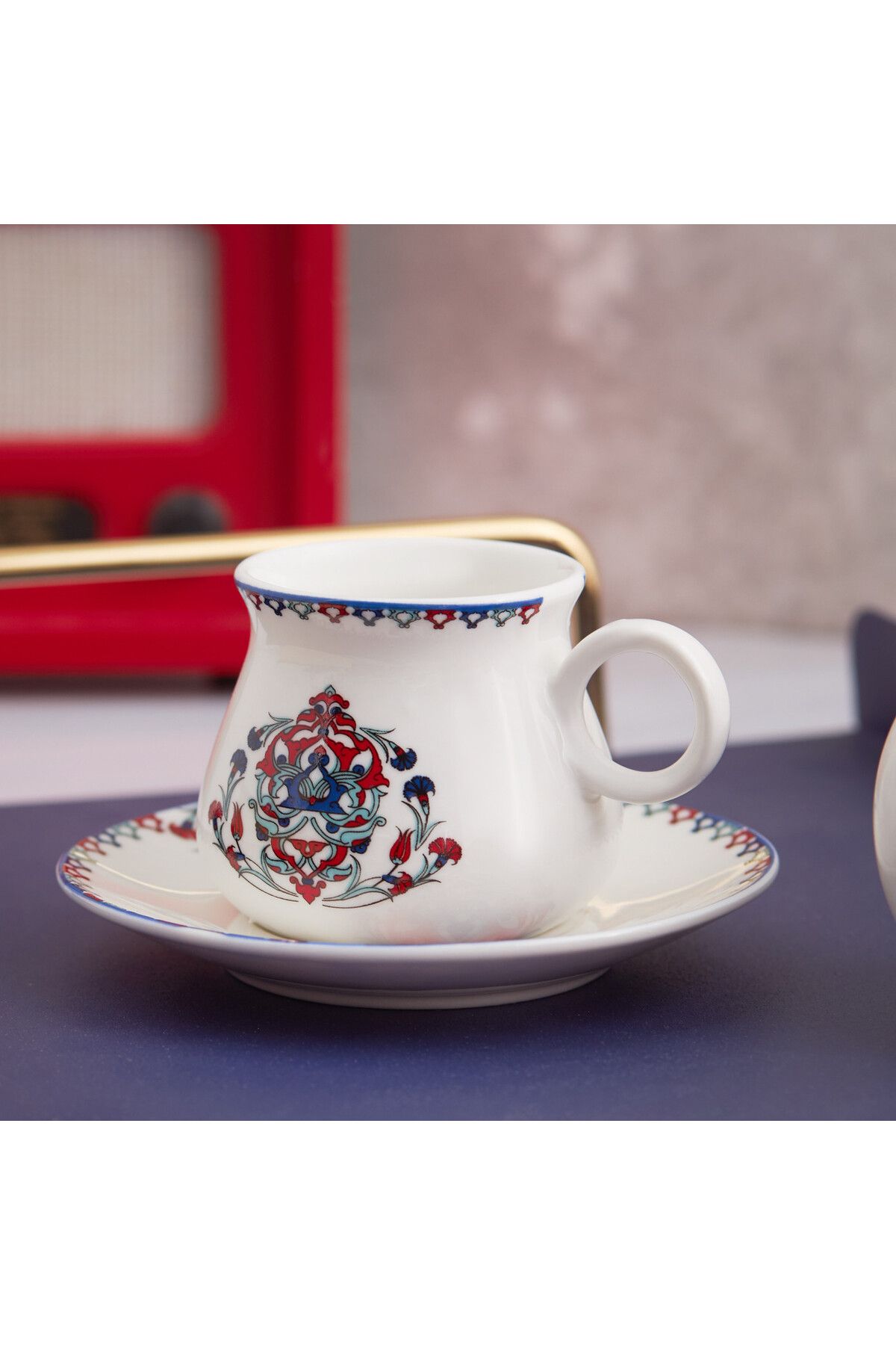 Karaca-Hattat Kaffeetassen-Set für 6 Personen, 90 ml Espressotasse und 6x Untertasse, Mochatassen, Es 6