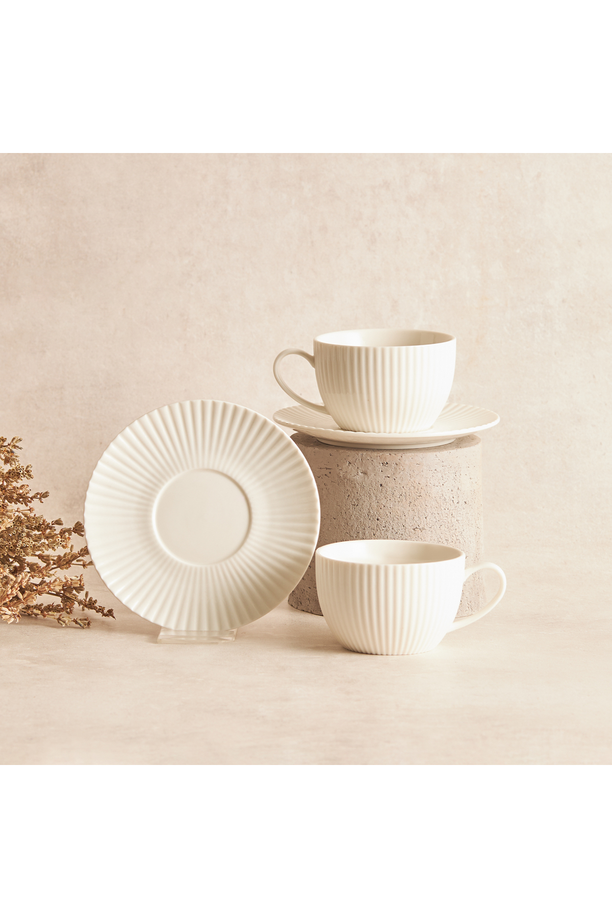 Karaca Seashell 200ml Teetasse für 6 Personen, Türkische Teegläser mit Untertasse