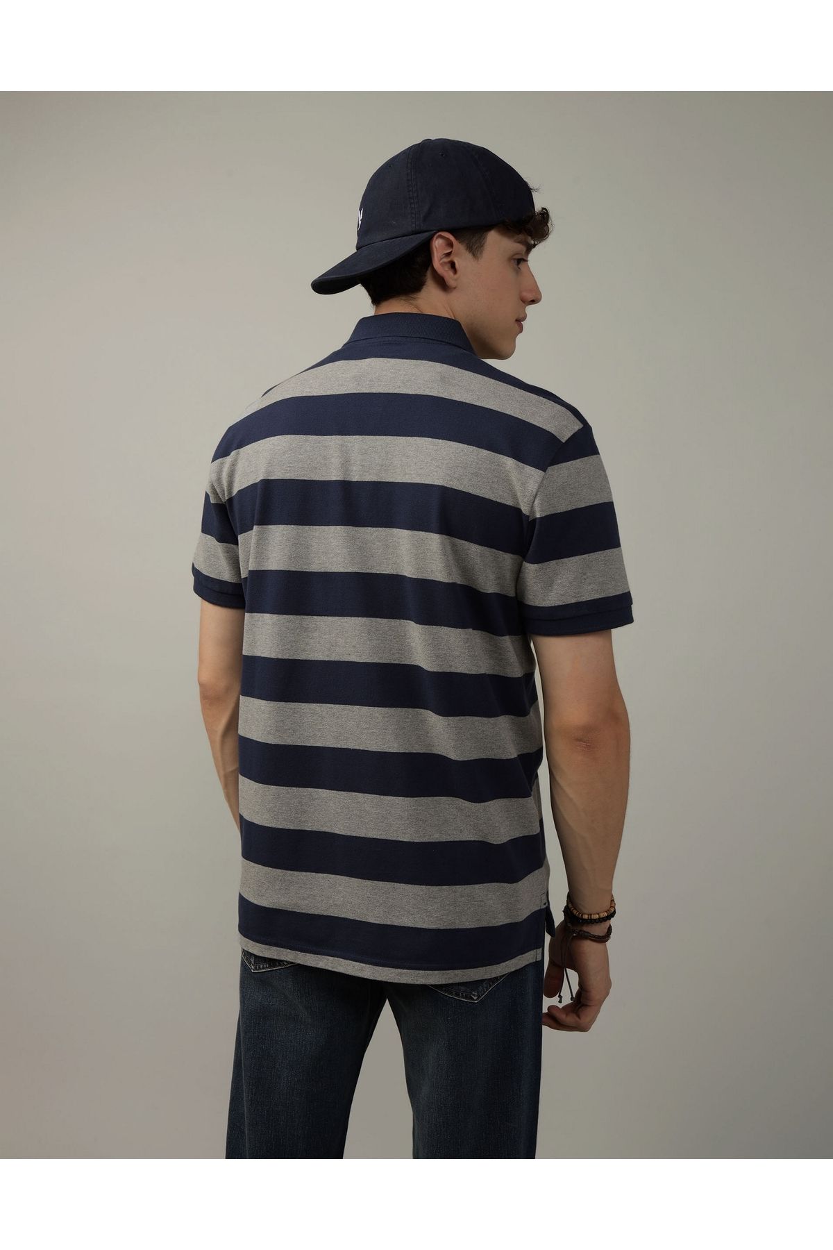 AMERICAN EAGLE-قميص رجالي باللون الأزرق الداكن U-1165-3418 4