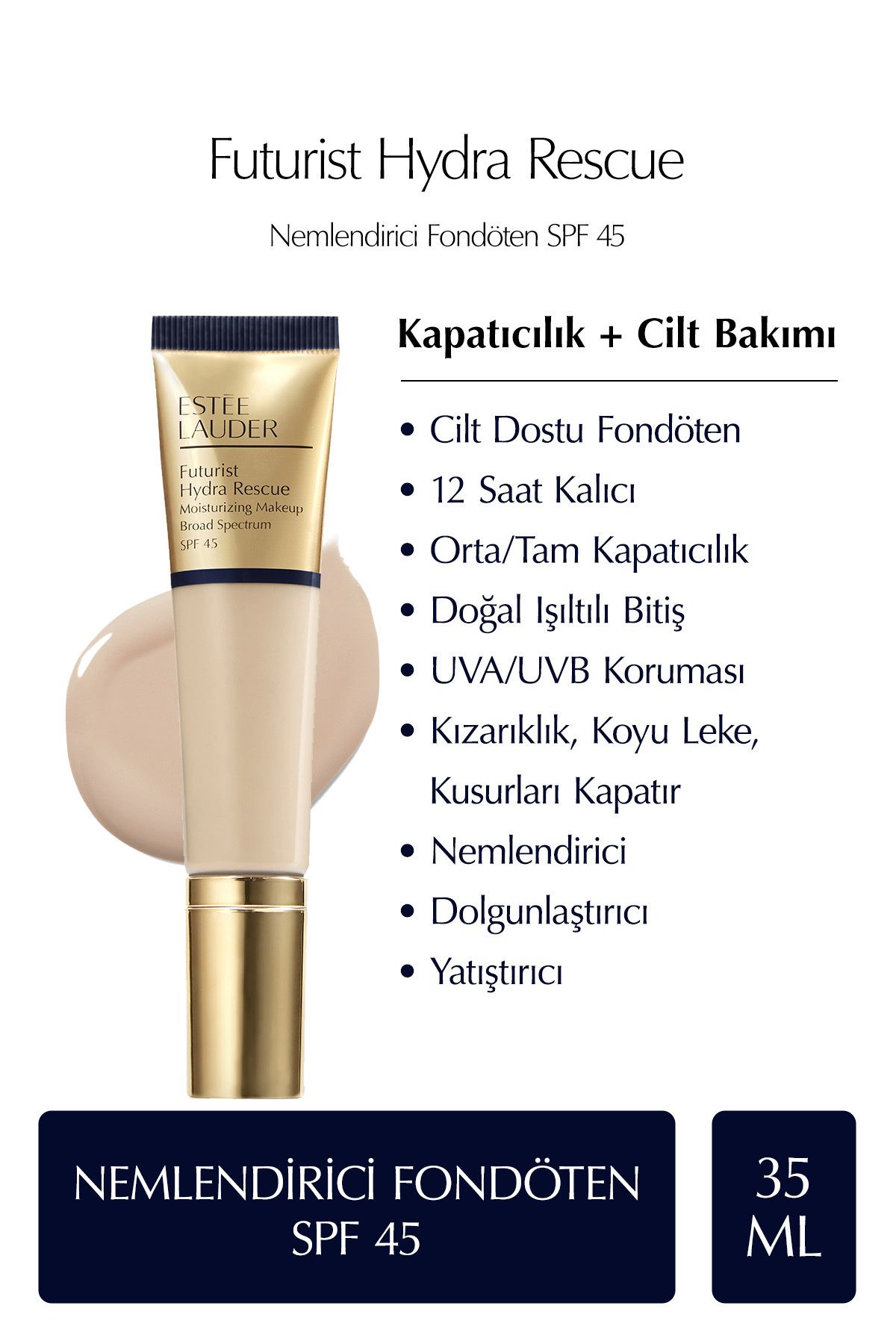 Estee Lauder-FUTURIST HYDRA RESCUE SPF 45 MOISTURIZING FOUNDATION 35ML - COLOUR: 1W1 BONE KEYON1469 1