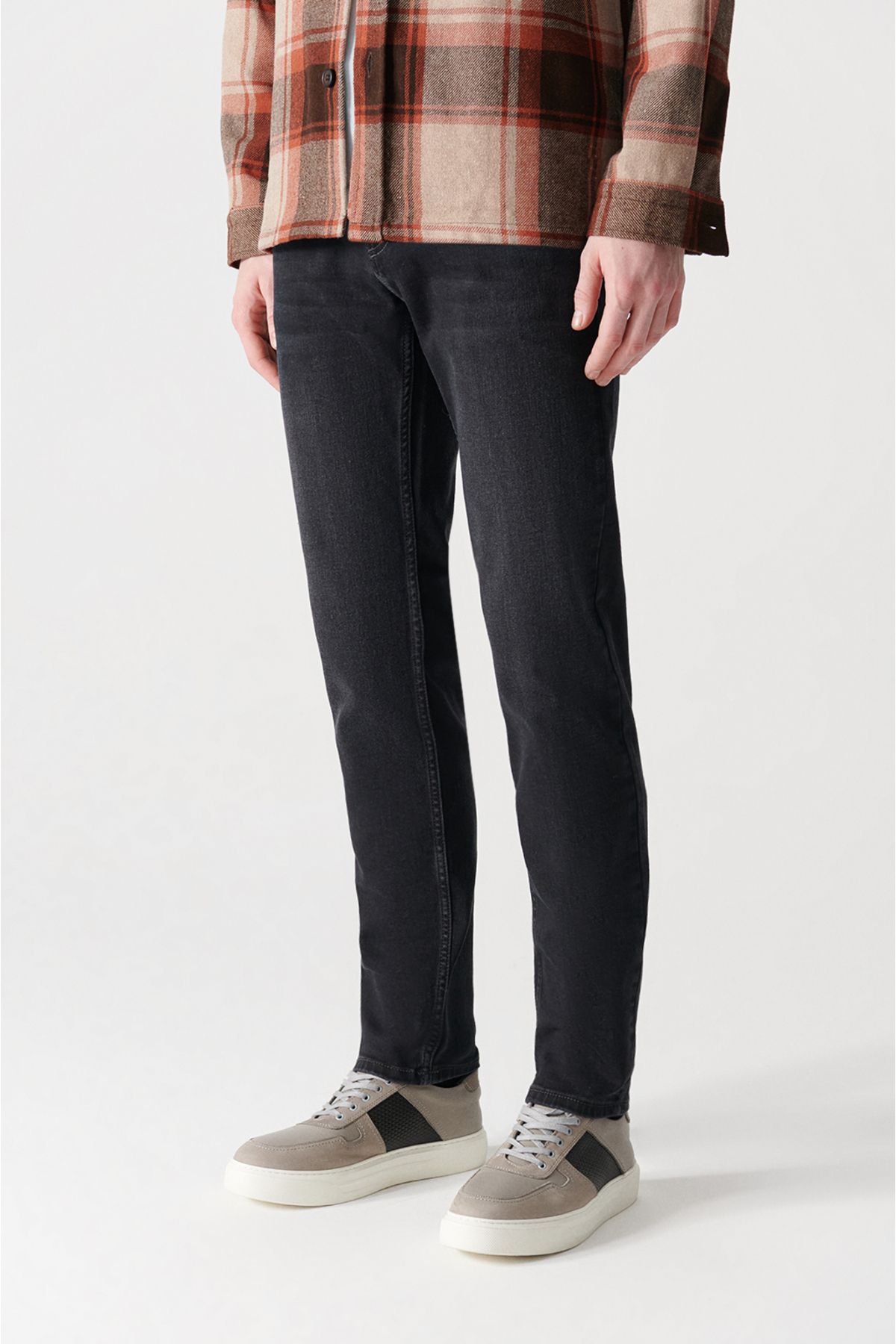 Avva شلوار جین مشکی سیاه و سفید مردانه A12Y3512