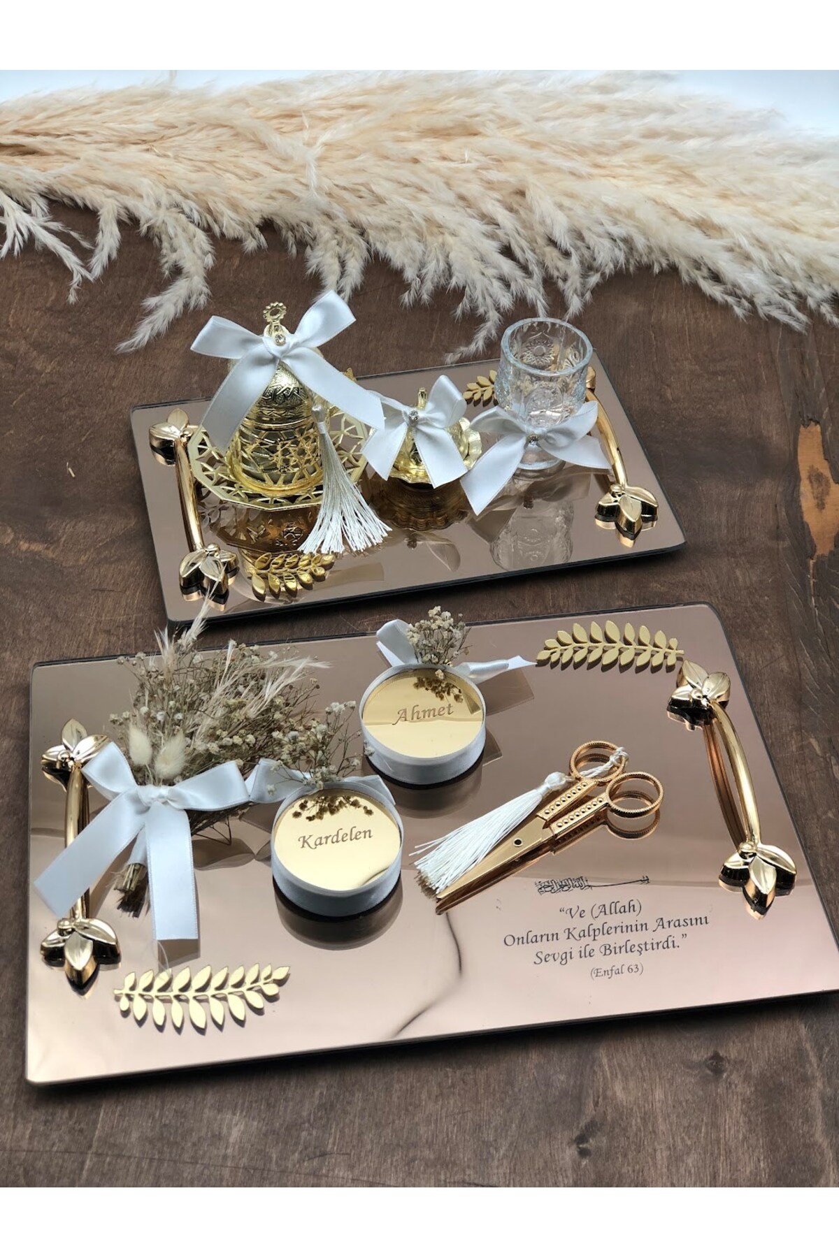 Masalsı Concept Söz Tepsisi Nişan Tepsisi Yüzük Tepsisi Kız Isteme Tepsisi Makas Yüzüklük Damat Kahvesi Kadeh