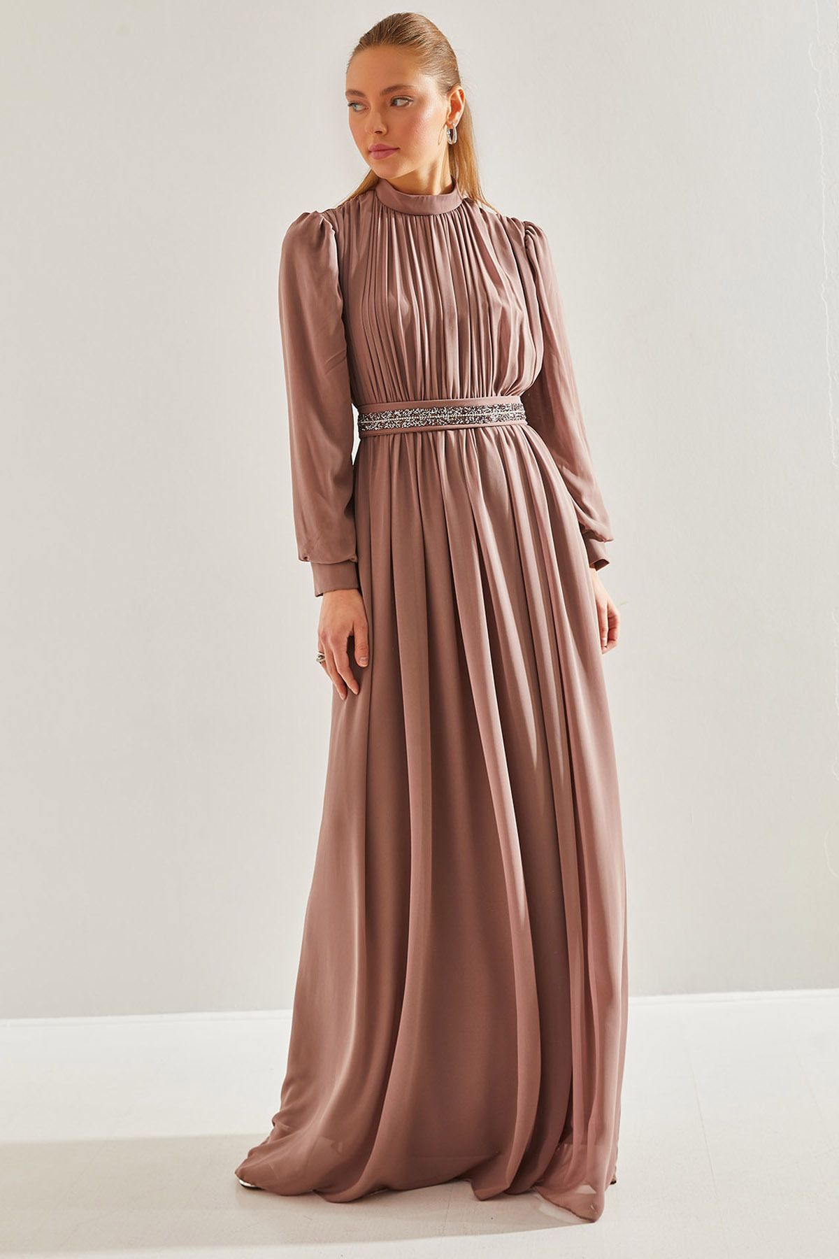 لباس حجاب کمربند سنگ دار زنانه 60191008 Bianco Lucci Modest