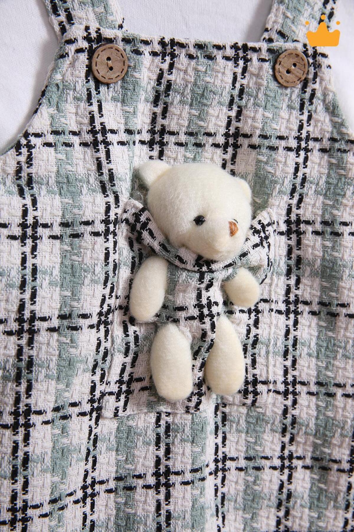 Babyhola Şık Bayramlık Ayılı Oyun Arkadaşı Tüvit Kız Bebek Çocuk Badi Jile 2'li Oyuncaklı Elbise Tak fotoğrafı 4 (önizleme)