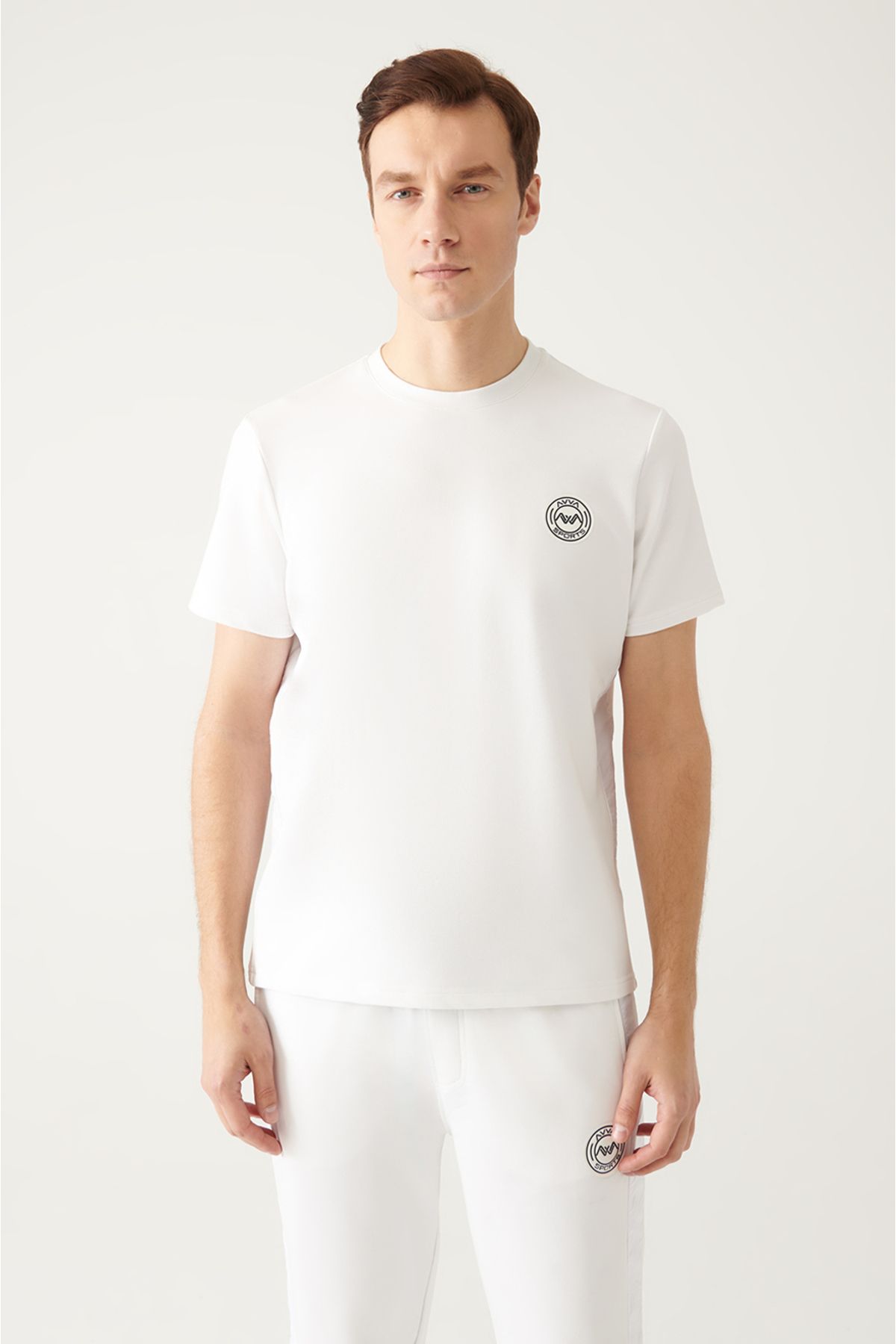 Avva یقه دوچرخه سفید مردانه چاپ شده پنبه به طور منظم تی شرت A31Y1006