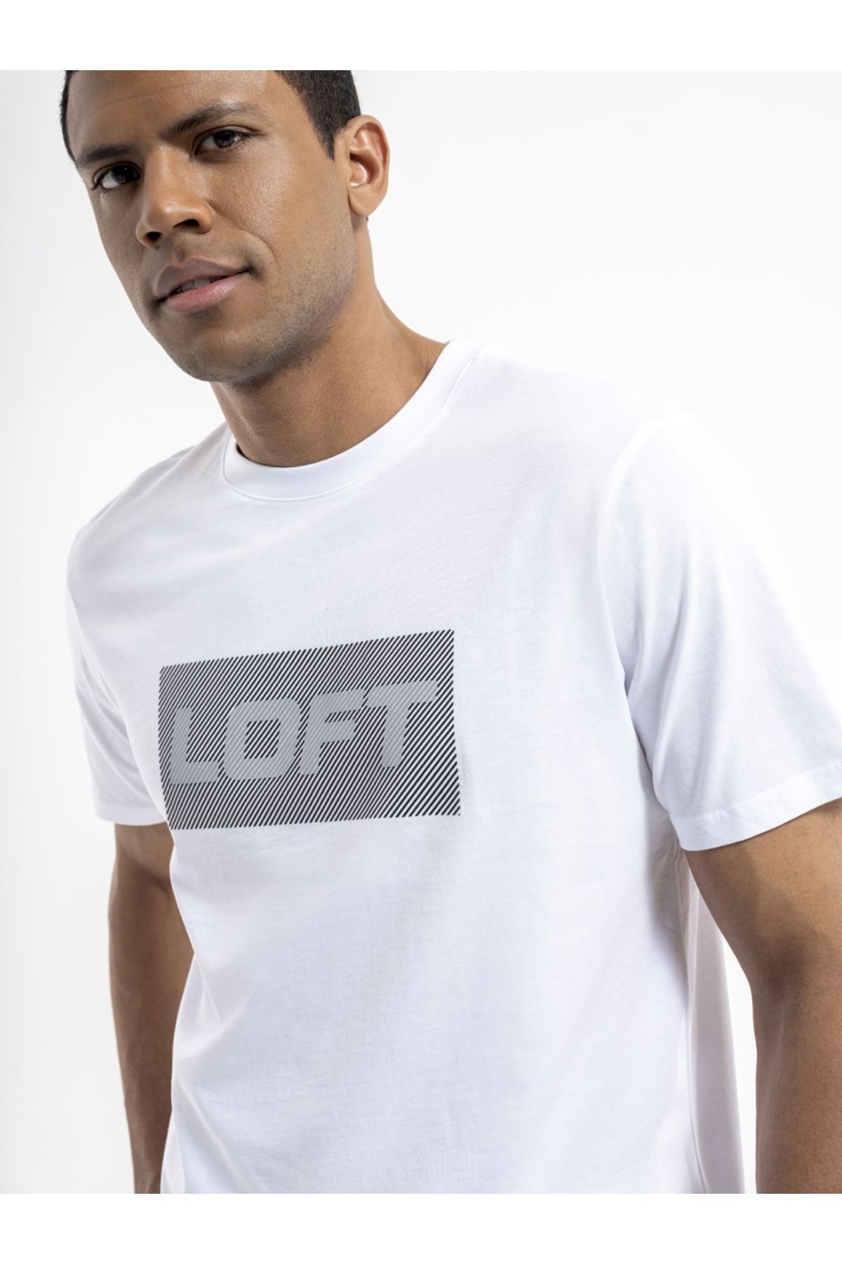 تی شرت سفید مردانه Tshirt C.Kol 5780 به طور منظم متناسب با Loft