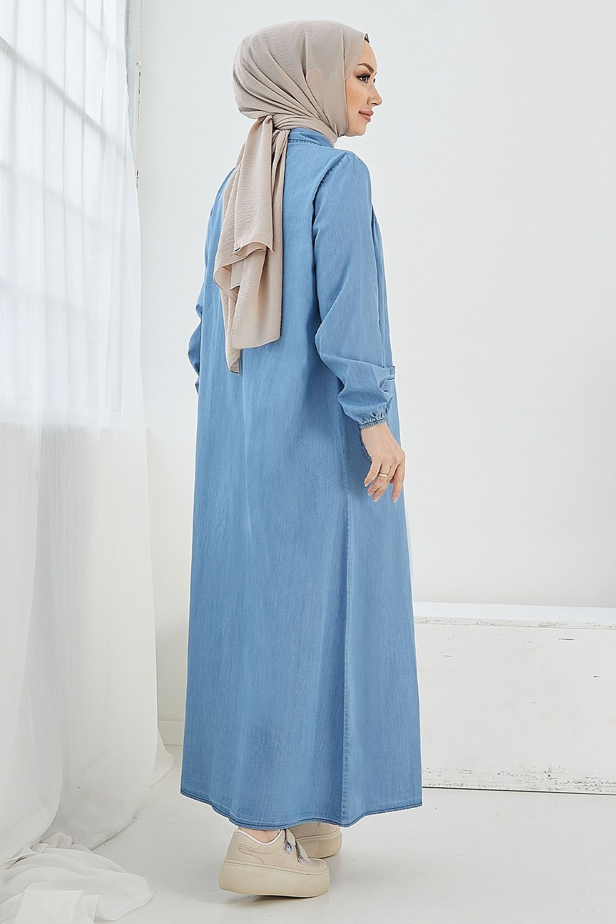 InStyle-Mayra Robe Džínové šaty do kapsy - Světle modré 5
