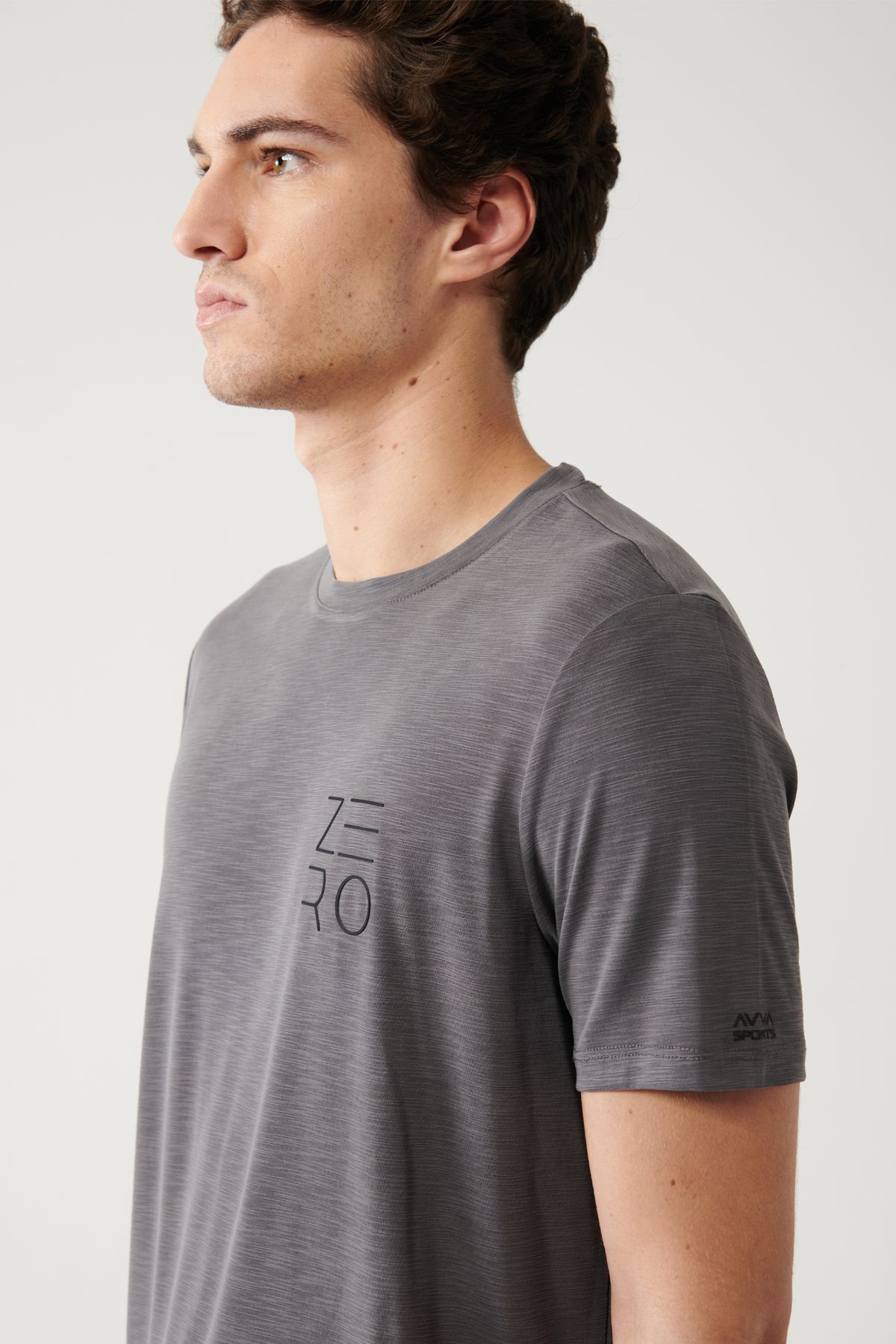 Avva تی شرت خاکستری تیره مردانه ، دوچرخه لمس نرم پستان چاپ شده به طور منظم A32Y1008