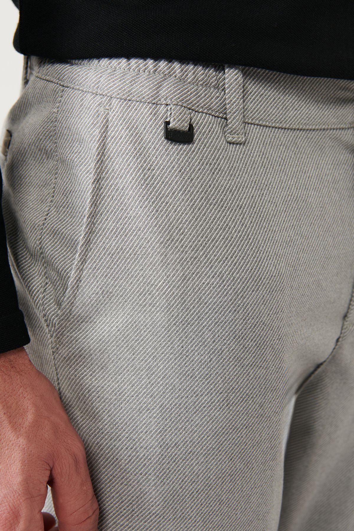 Avva شلوار جیب جانبی خاکستری مردانه کمر دیاگونی الگوی تناسب A32Y3083