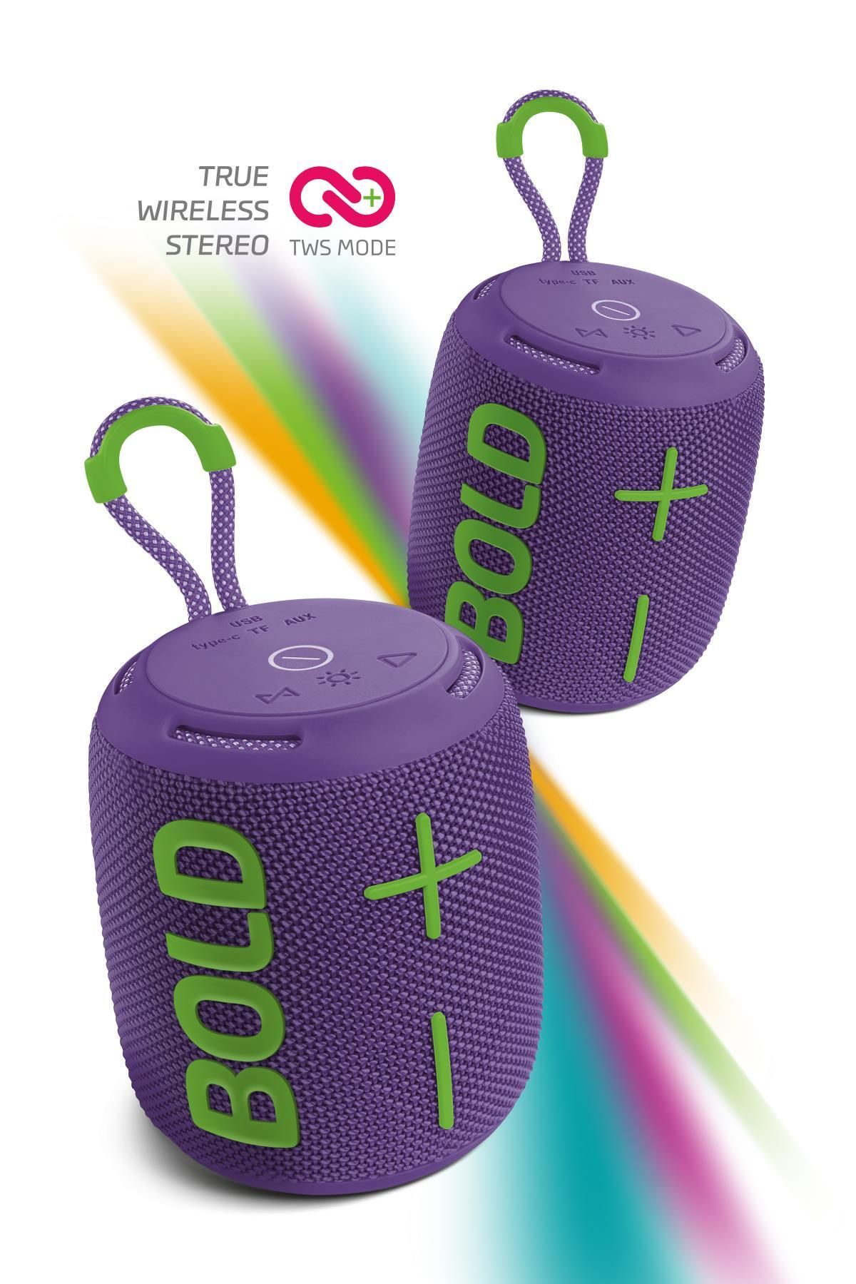 Bold Mor Taşınabilir Ses Bombası Kablosuz Bluetooth Hoparlör Speaker Yüksek Sesli TWS