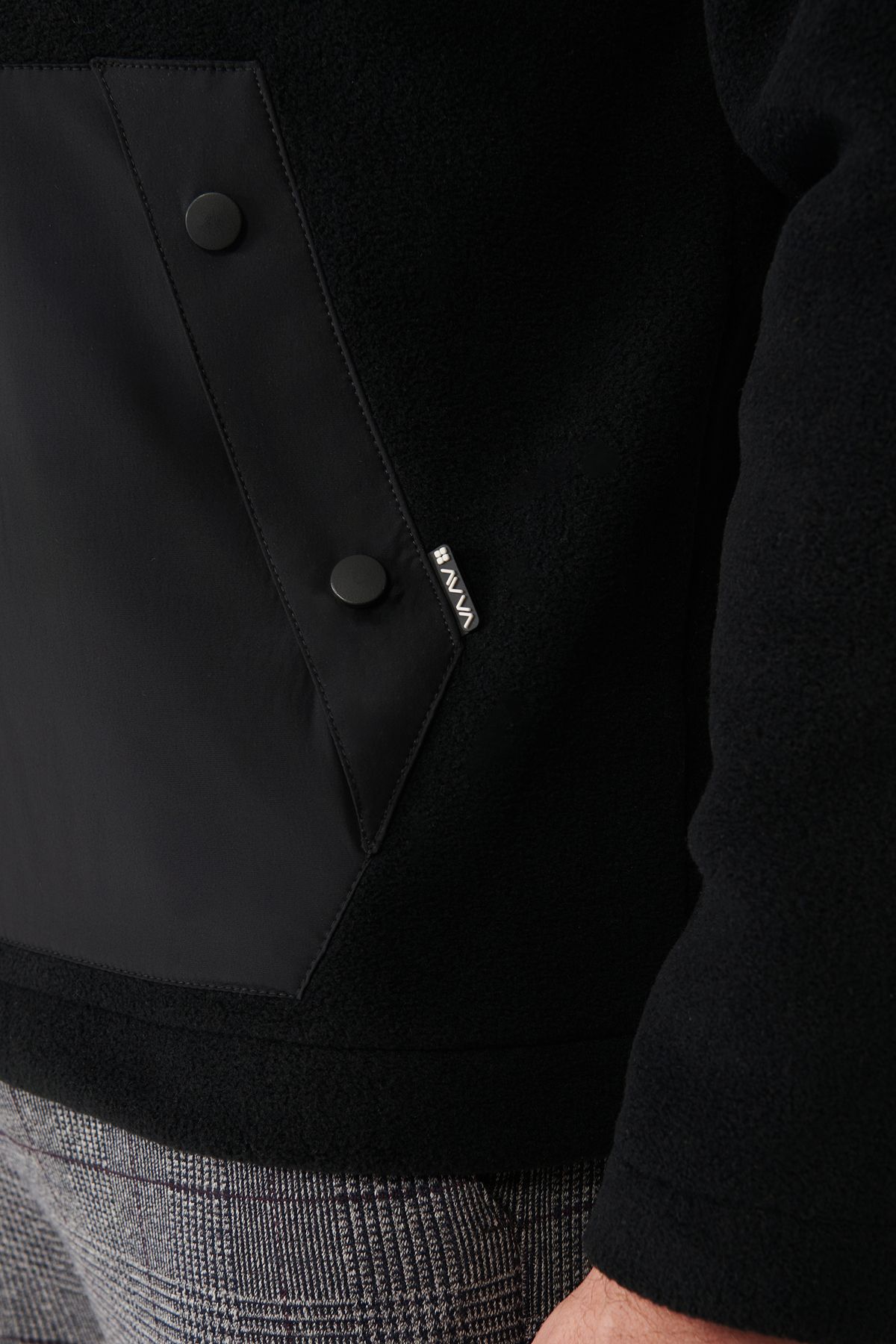 Avva پارچه پیراهن قطبی مشکی مردانه گارنی ای به طور منظم مناسب A32Y1392