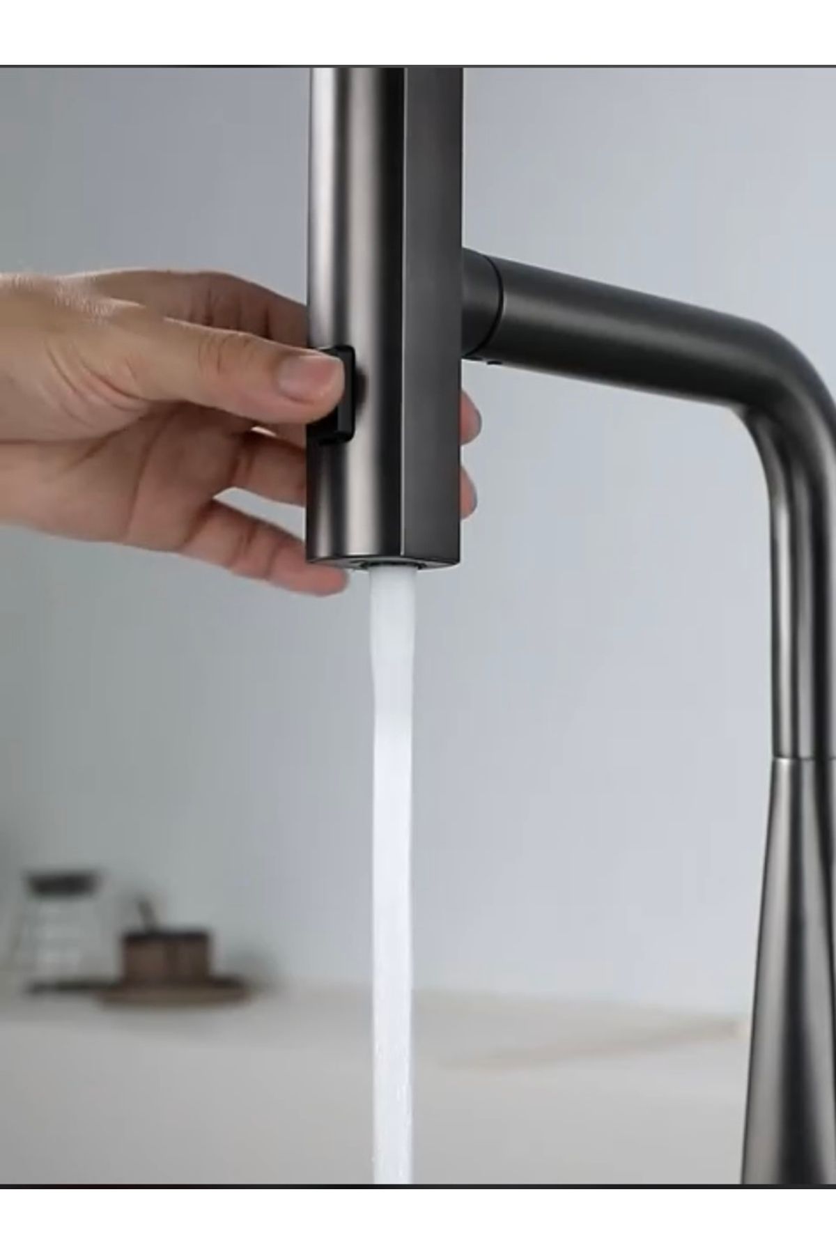 İSAOĞLU YAPI-Anthracite Kitchen Faucet Anthracite Gray Sink Tap Spiral Extending System 4 Separate Function Faucet 3