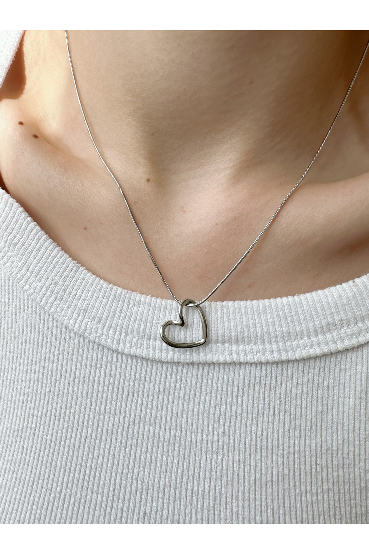 316L Steel Silver Color Heart Model Women's Necklace