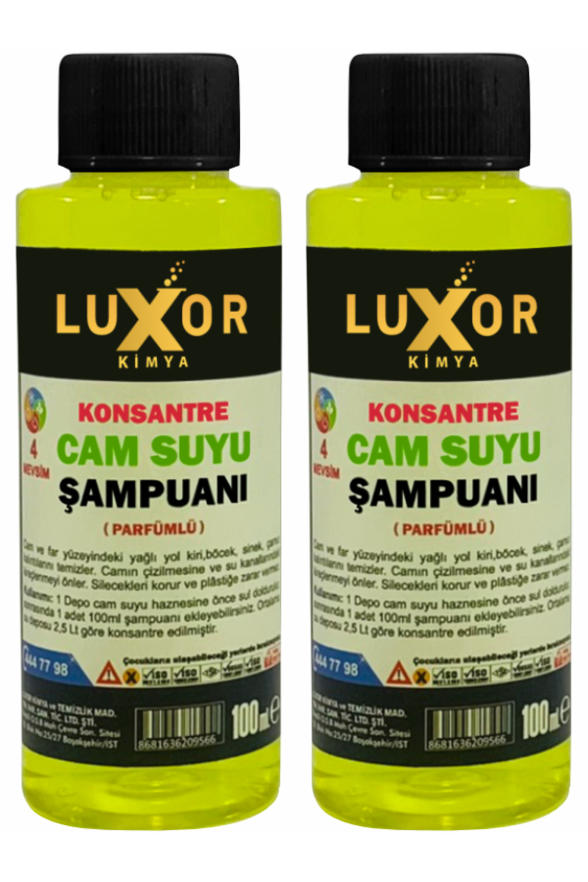 Luxor Kimya Konsantre Oto Cam Suyu Şampuanı 100ml 2 Adet
