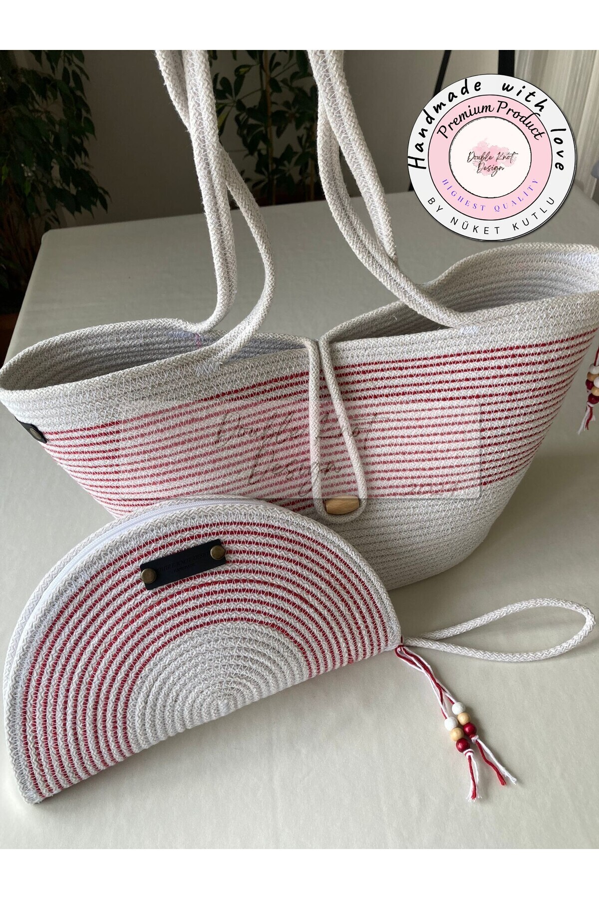 2-Piece Set Beach Bag , Handbag Clutch, Totebag, Women's  Bag, Summer, Gift, Straw Tress rope