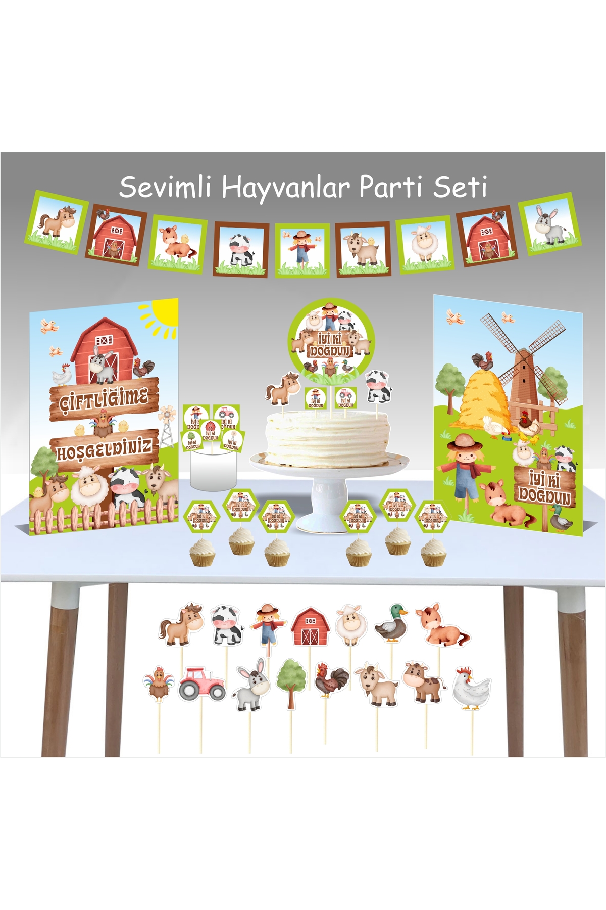 Çiftlik Hayvanları Parti Seti / Doğum Günü Paketi