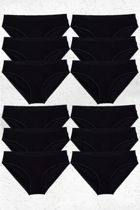 12'li Kadın Siyah Modal Pamuklu Yüksek Kalite Doğal Kilot Bikini Külot B0115M048333