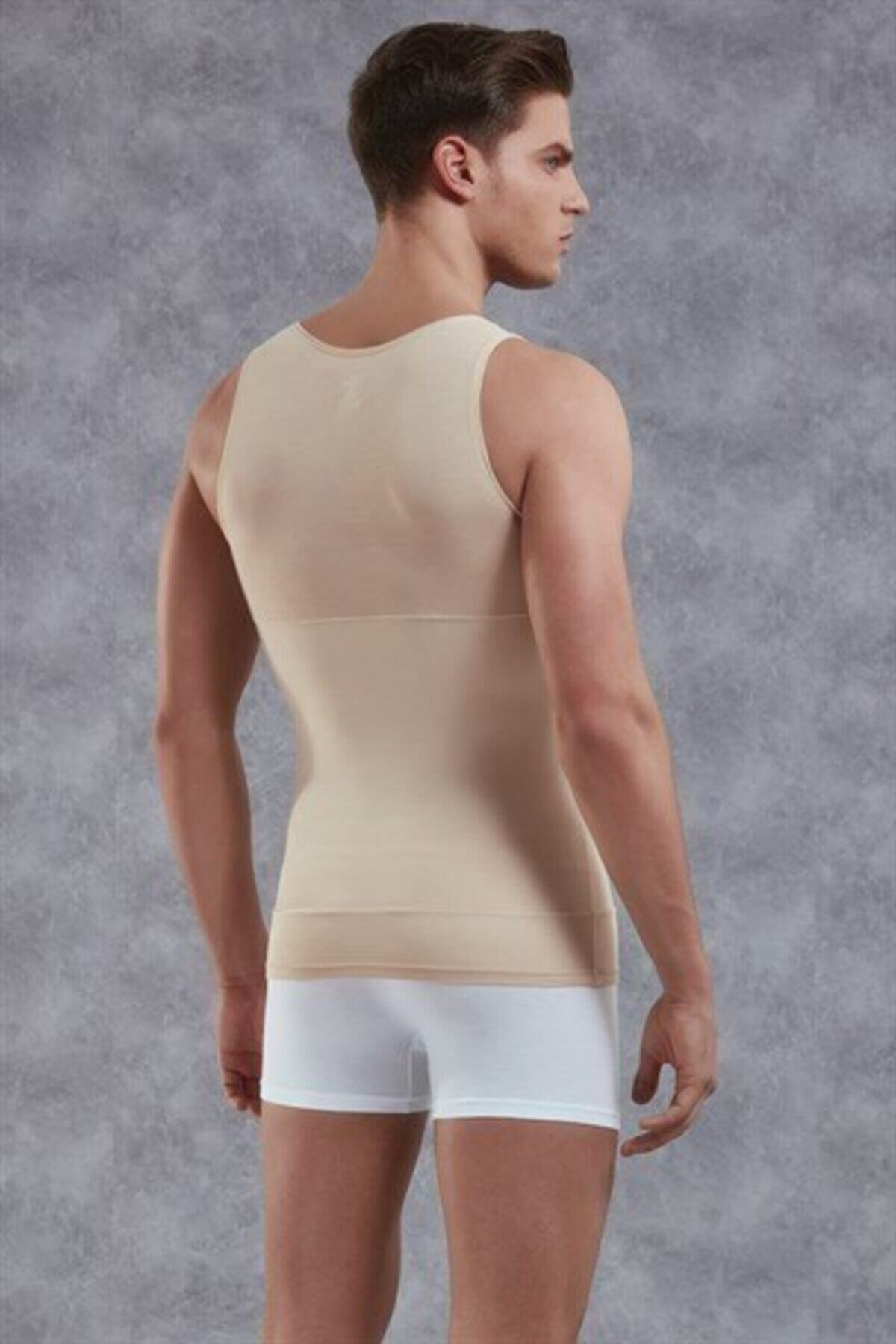 Doreanse-Λευκός ανδρικός κορσές Tank Top 5950 - Βαμβακερό, Φαρδύς γιακάς, Ανακλινόμενο 6