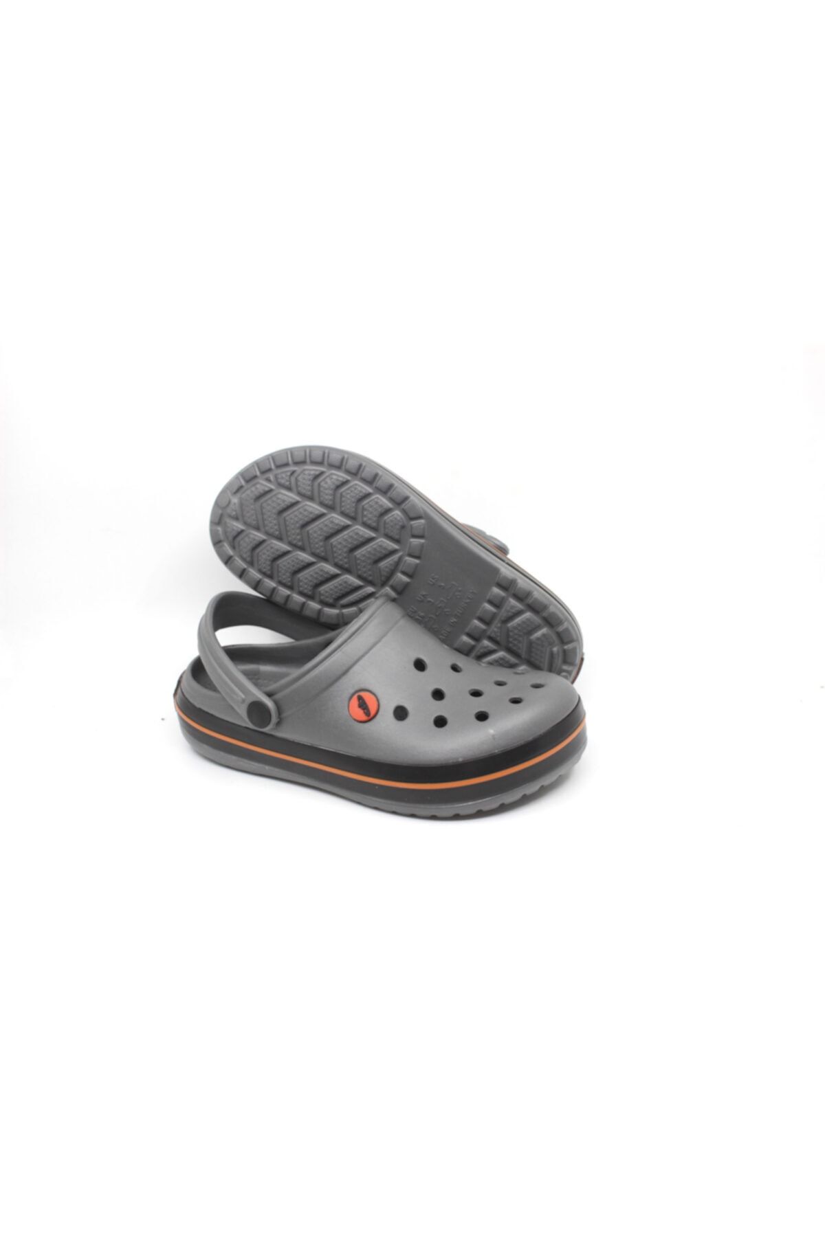 Akınal Bella-195 Gray - Black - Orange Sabo Slippers 4