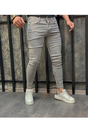 Erkek Gri Slim Fit Jeans Likralı Bilek Kalıp Kot Pantolon Pantolon24