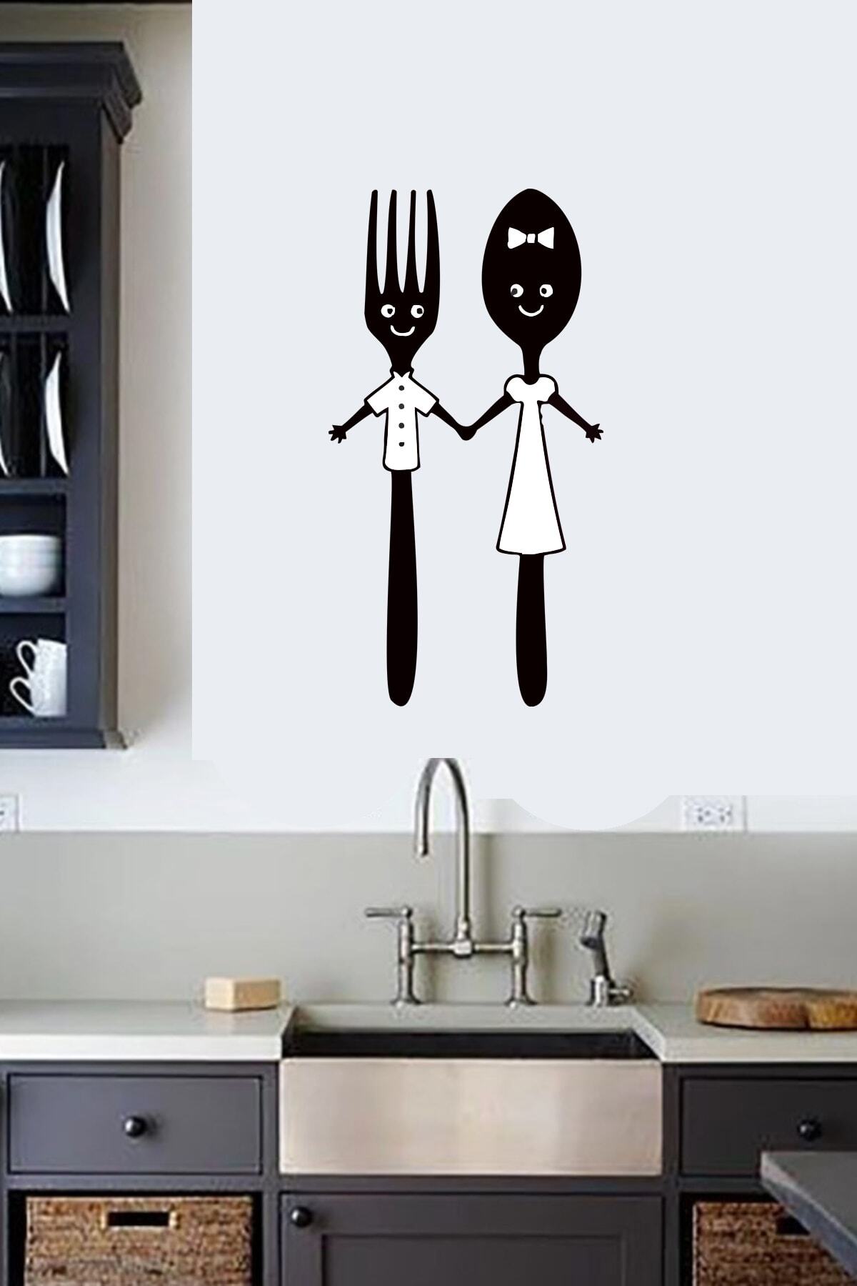 Çatal Kaşık Çift Mutfak Sticker 25x50 Cm