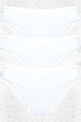 3'lü Kadın Beyaz Modal Pamuklu Yüksek Kalite Doğal Kilot Bikini Külot B0115M048333